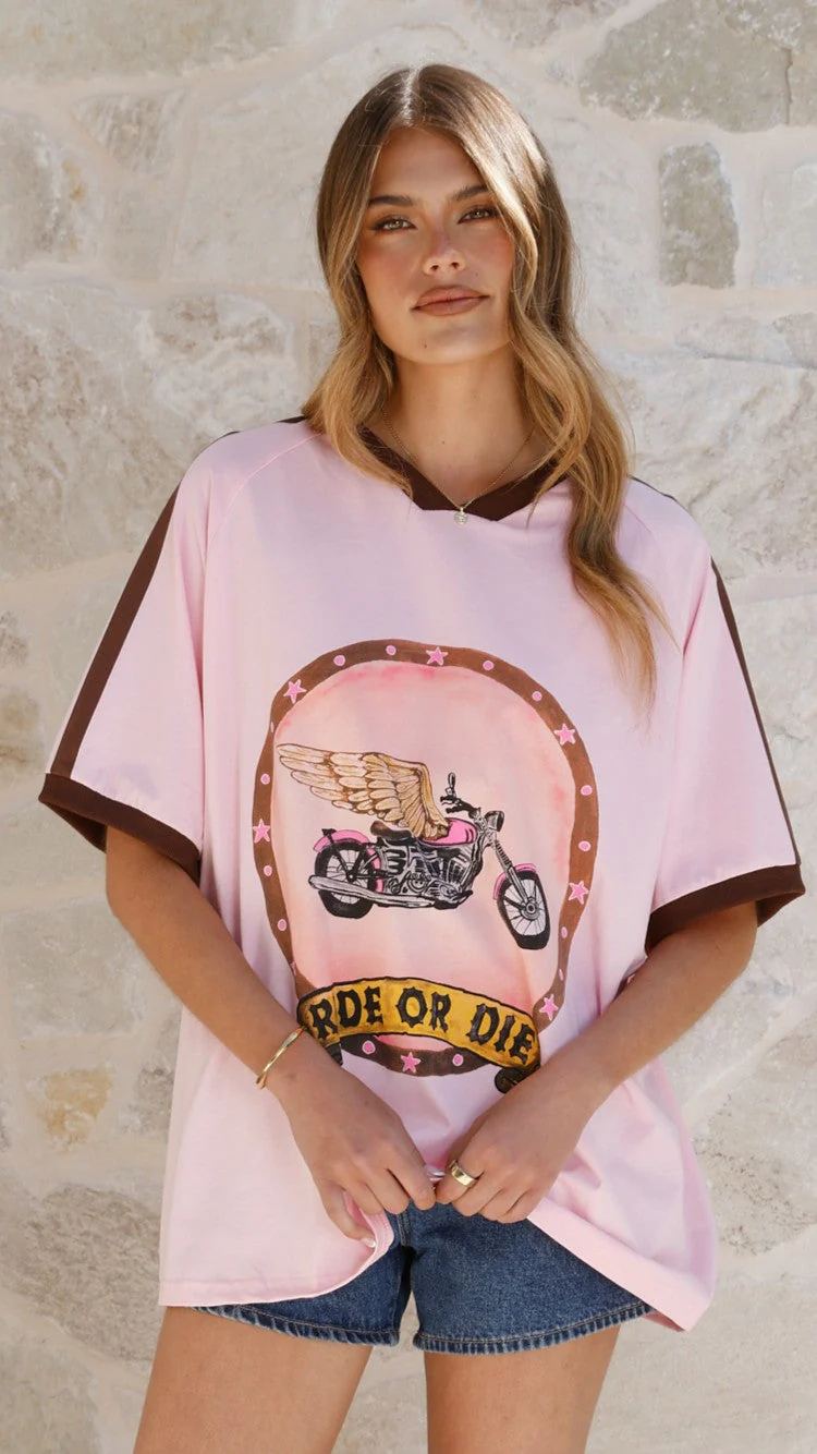 Avis Oversized Tee - Ride or Die Print