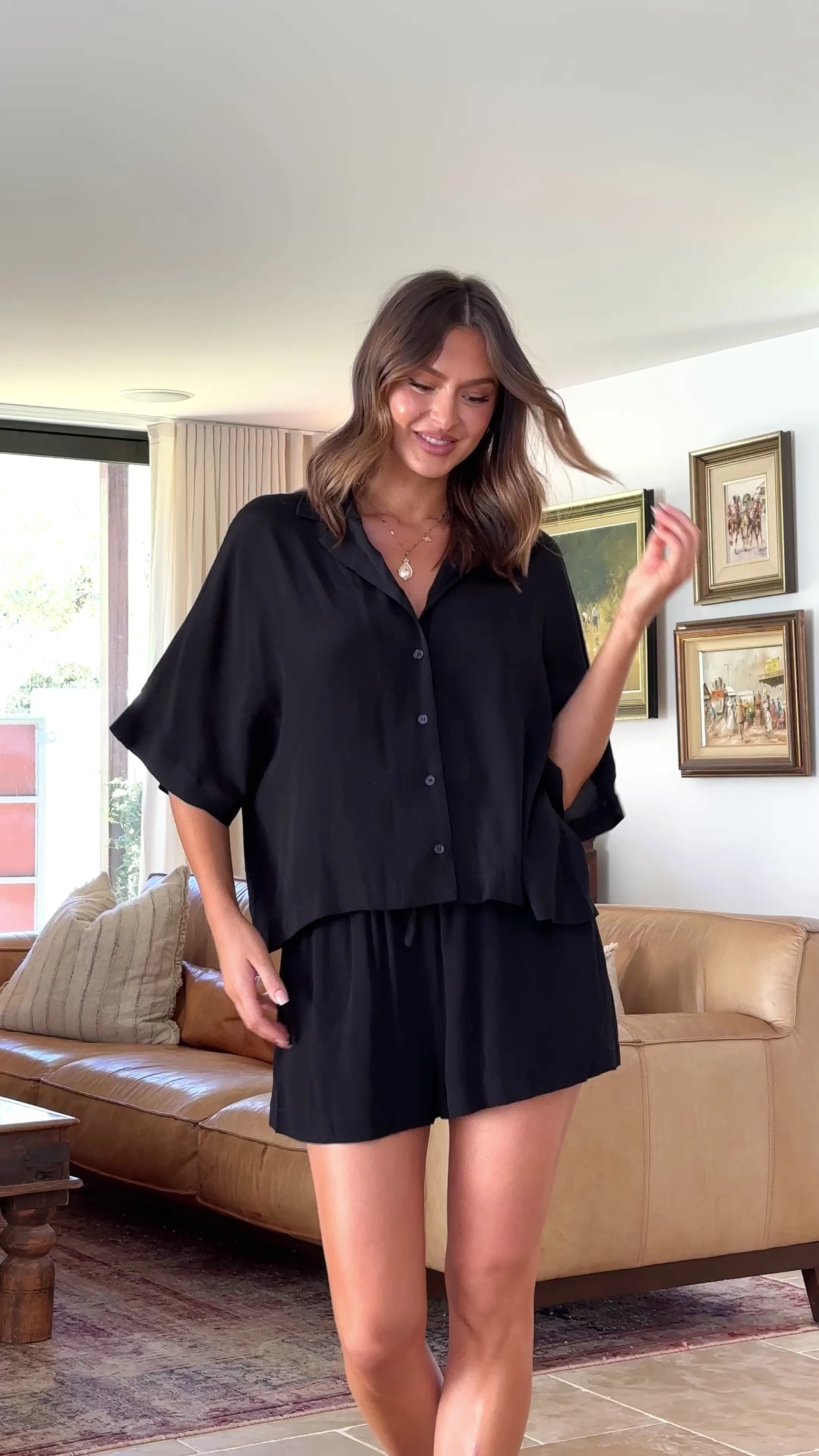 Edita Button Up Top - Black
