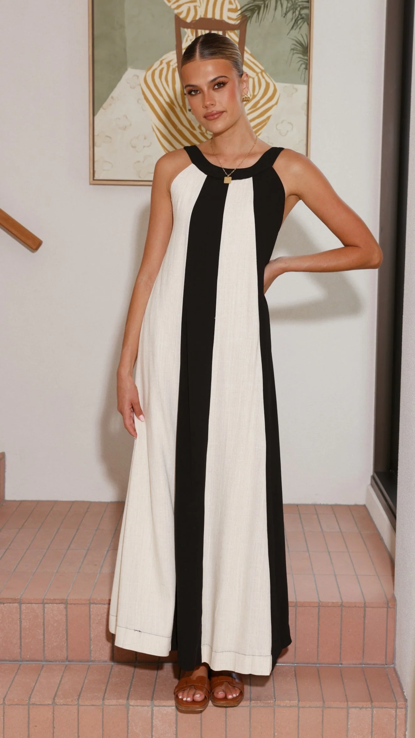 Talaith Maxi Dress - Black / Cream