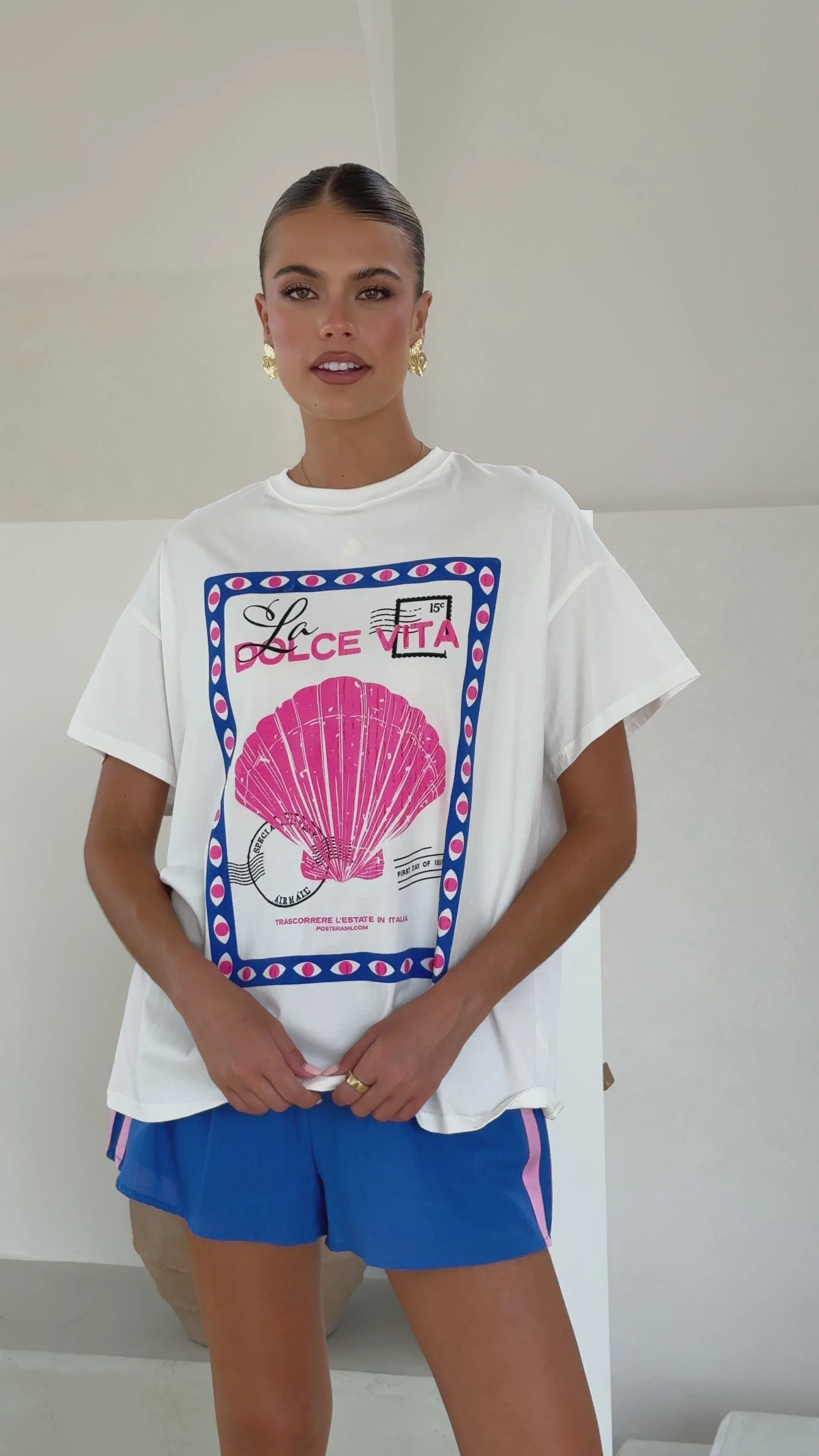 La Dolce Top and Shorts Set - Pink/Blue