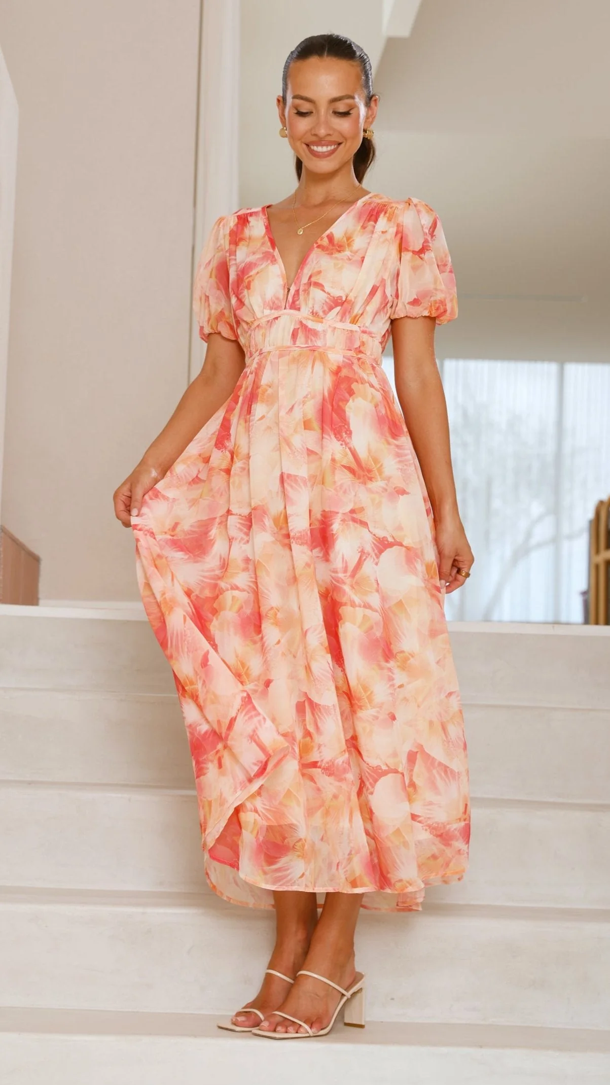 Talma Maxi Dress - Orange Floral