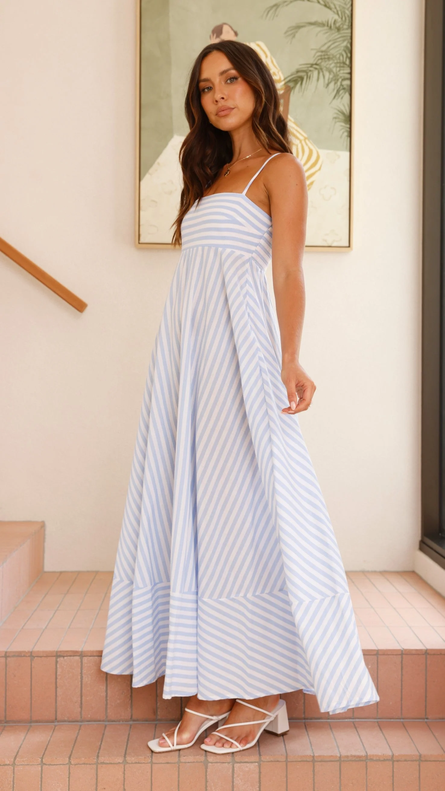 Kaethe Maxi Dress - Baby Blue Stripe