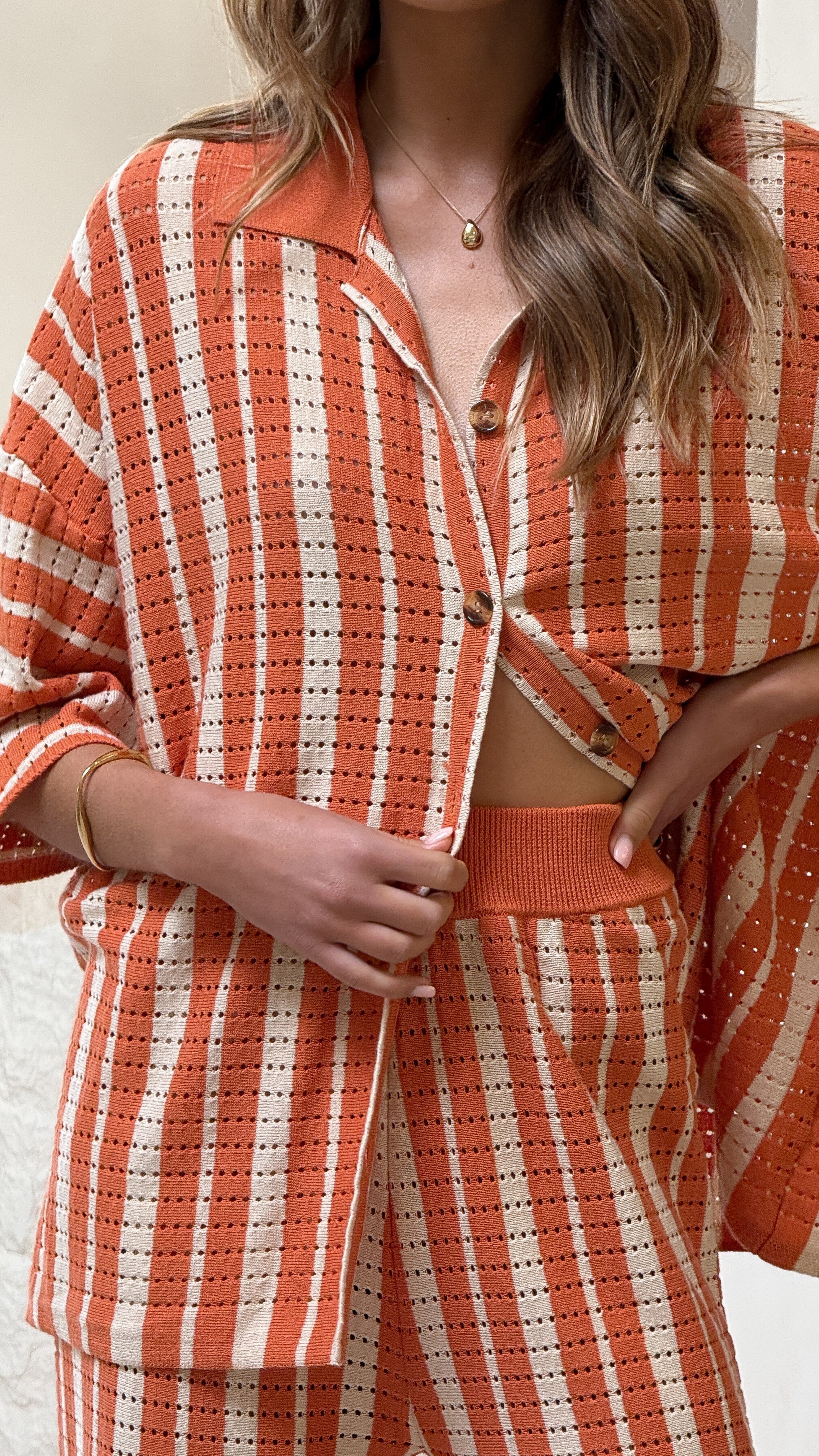 Layla Knit Wide Leg Pants - Orange