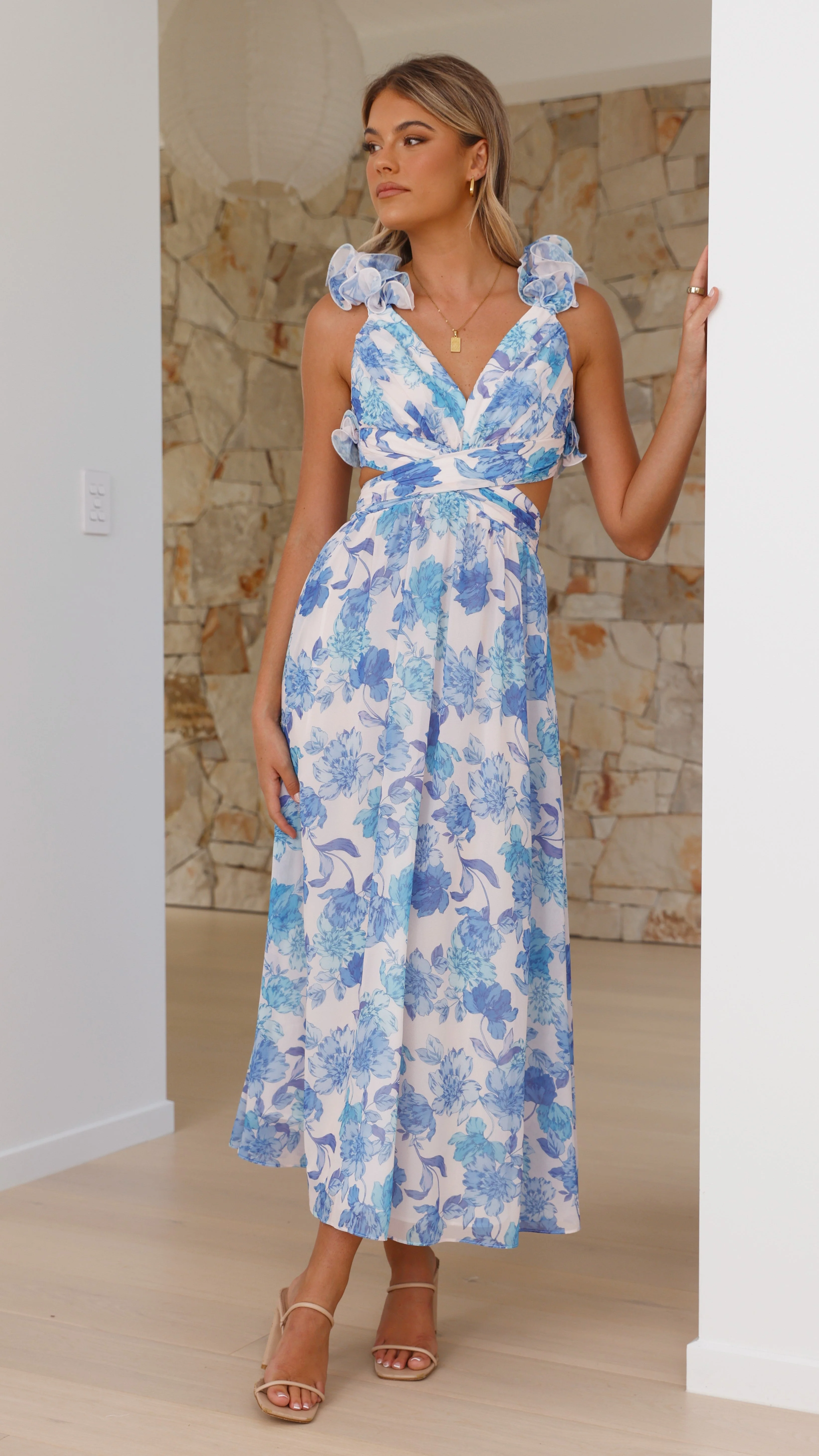 Galilhai Maxi Dress - Blue Floral