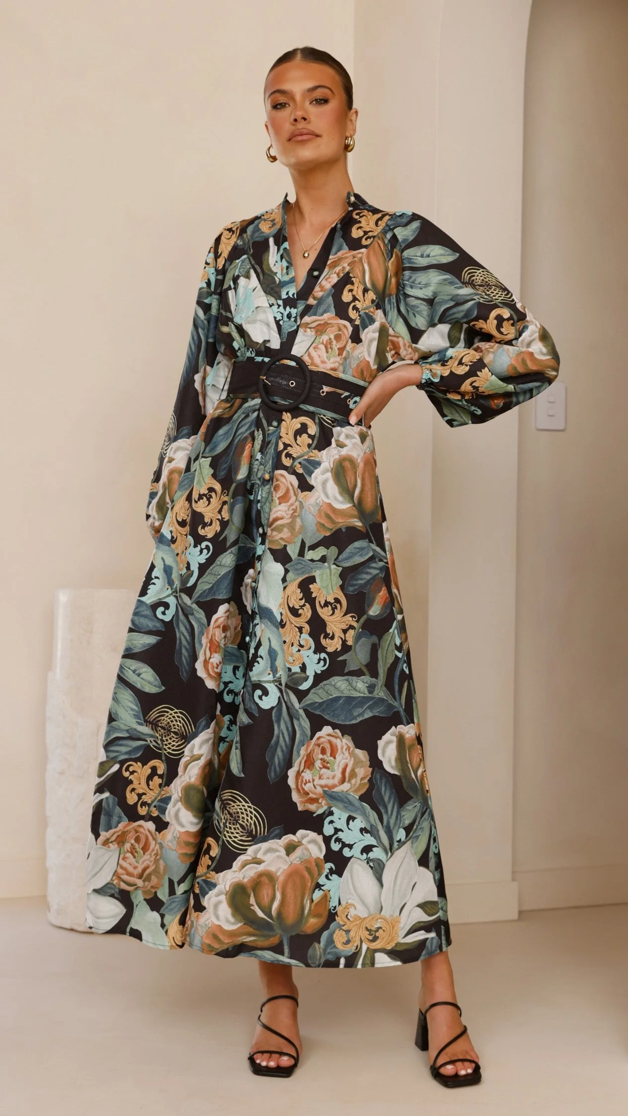 Carmal Long Sleeve Maxi Dress - Donatella Noir