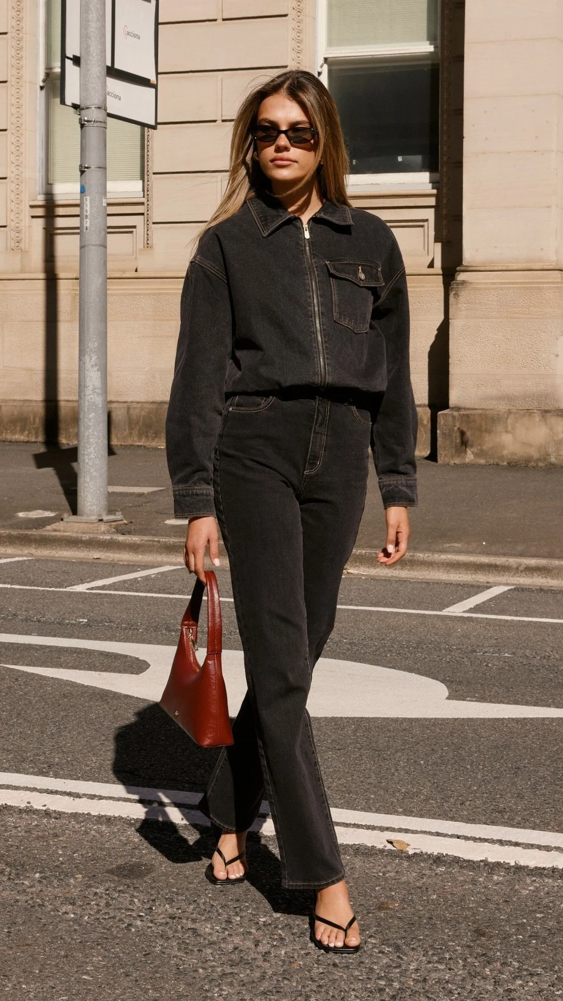 Abrand Denim Bomber Cara - Washed Black