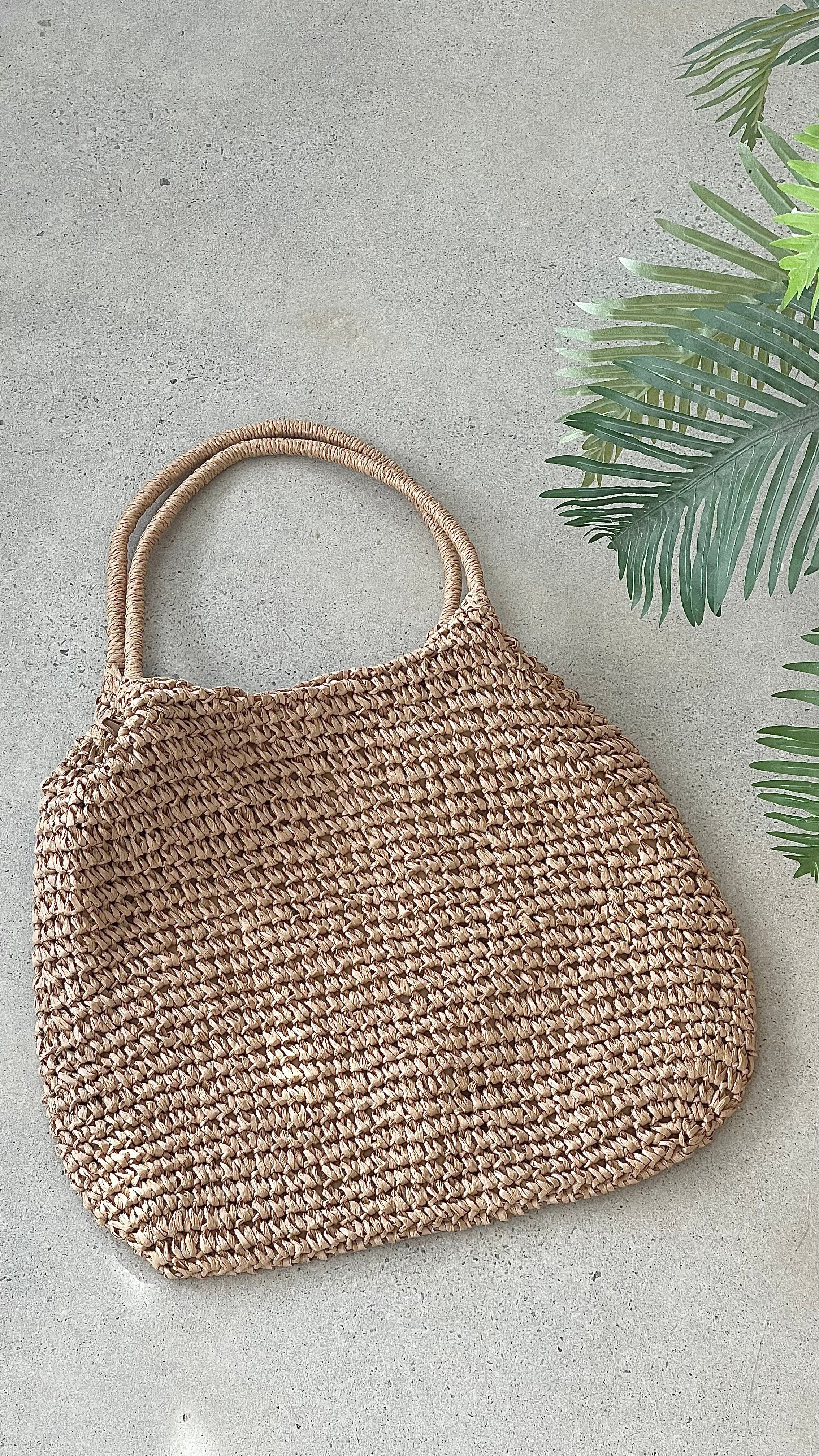 Solana Summer Tote Bag - Tan Straw