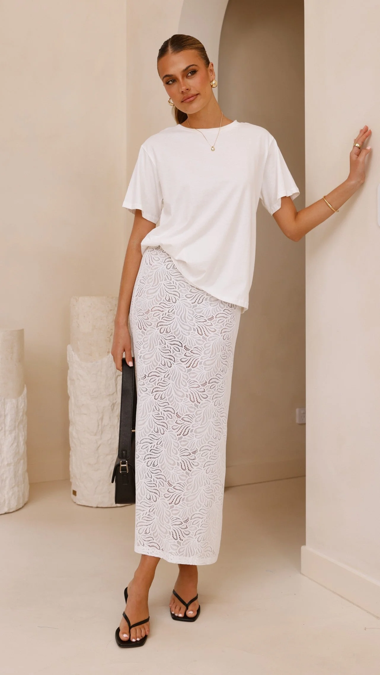 Louisa Lace Maxi Skirt - White