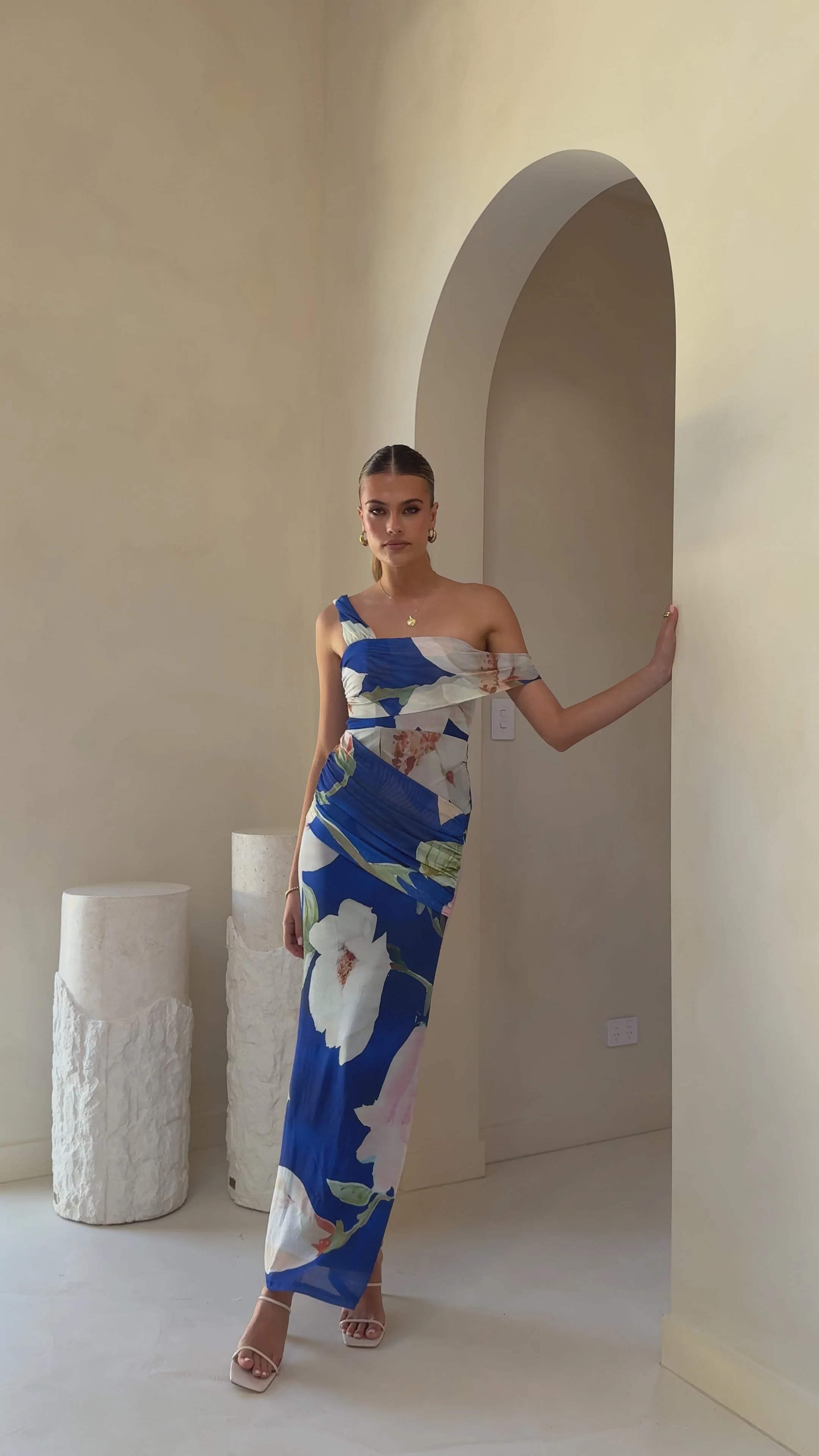 Lena Maxi Dress - Dark Blue Floral