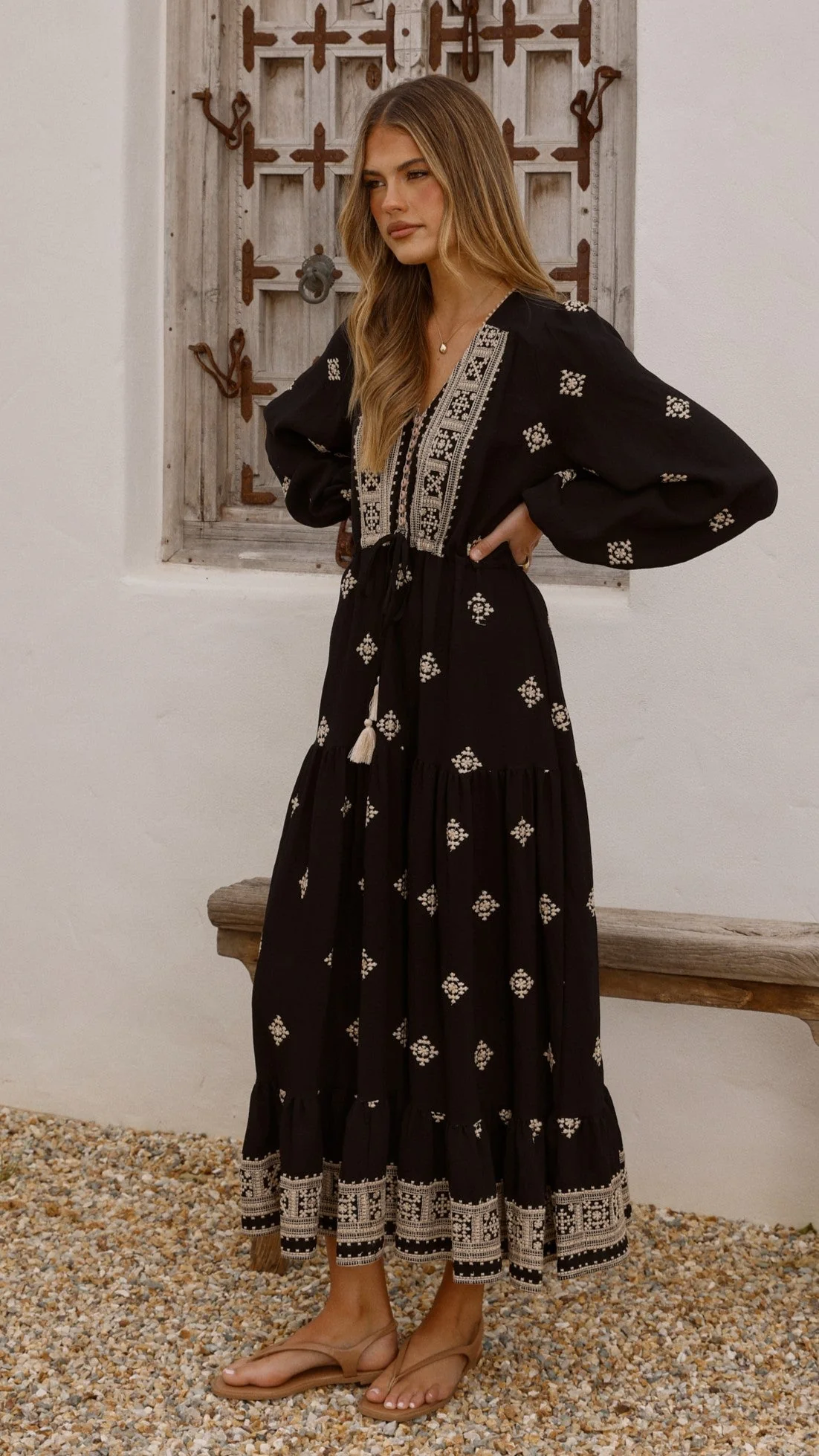 Ellarose Maxi Dress - Black/Beige