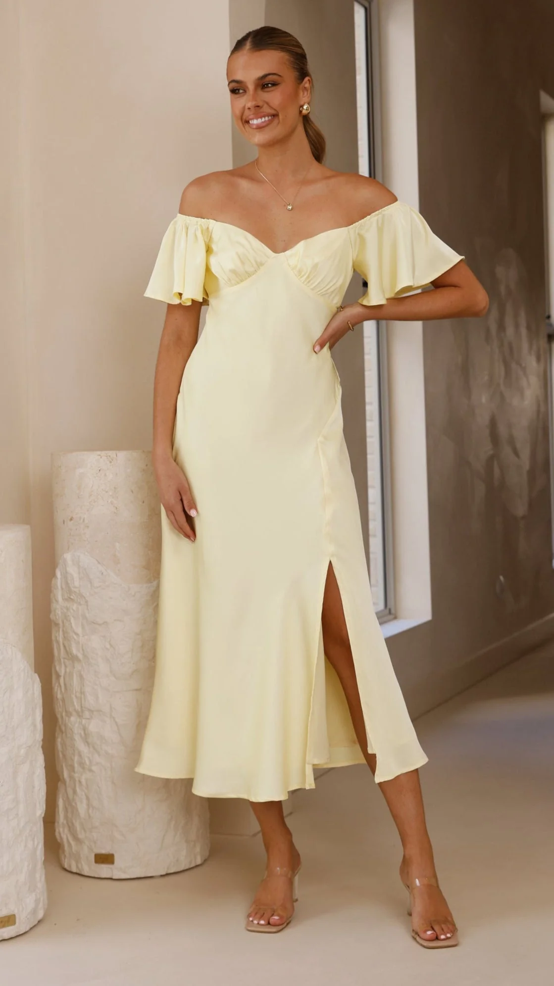 Louisa Midi Dress - Yellow