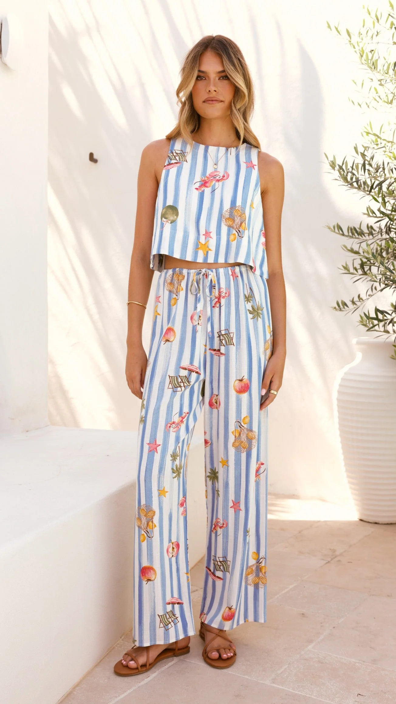 Alejandro Pants - Striped Sailor Print