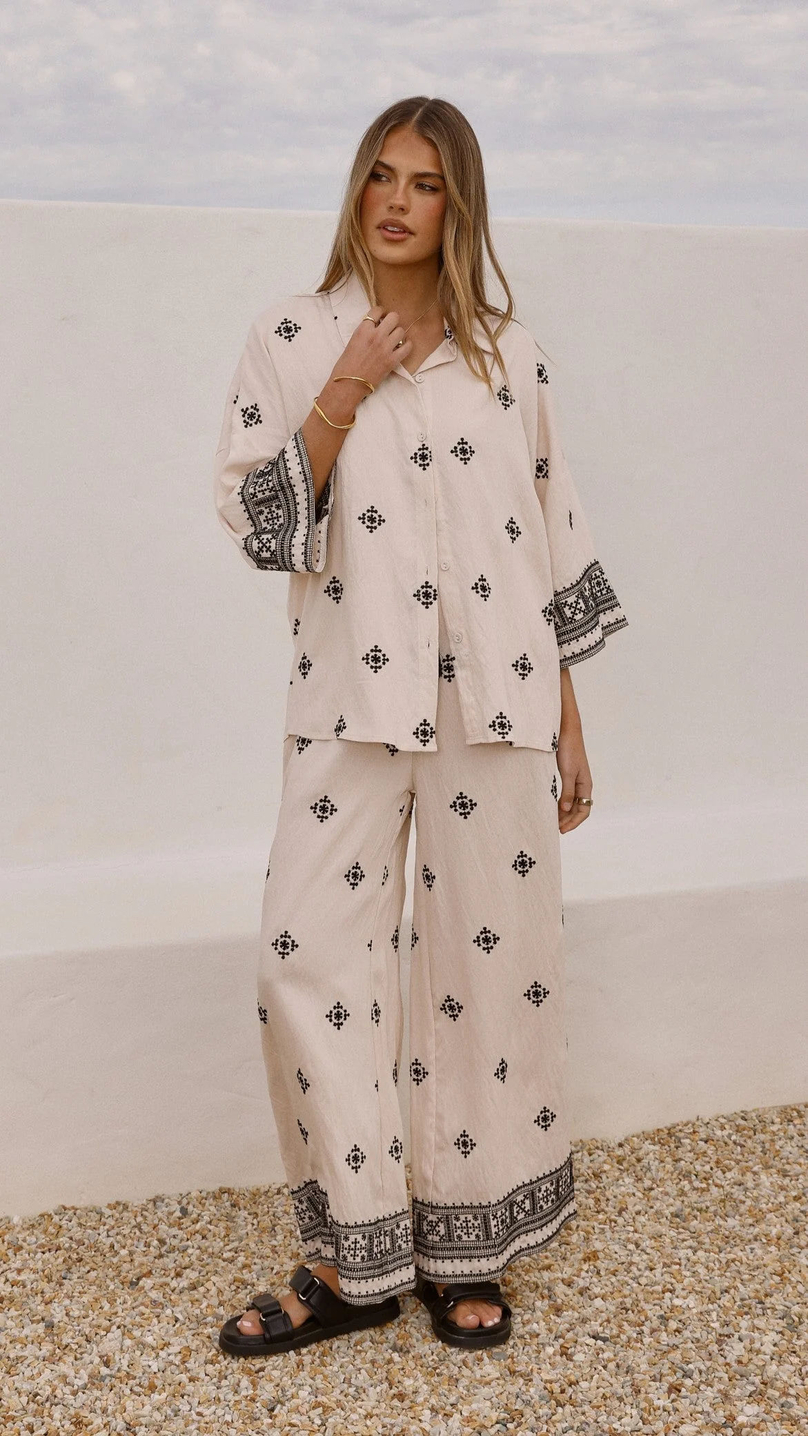 Deni Pants - Beige/Black