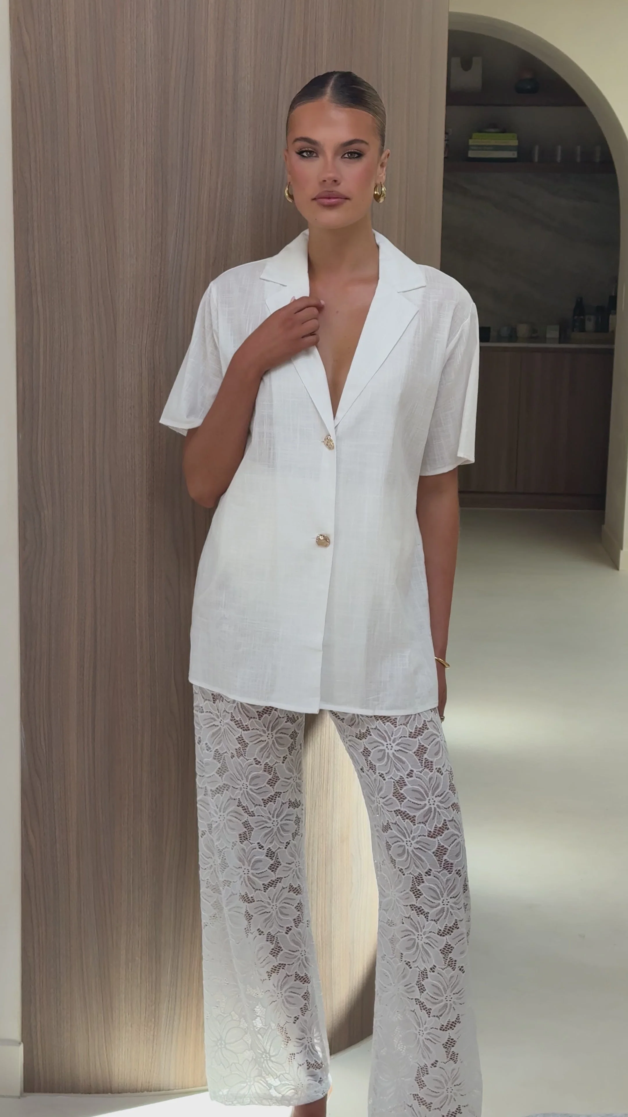 Azura Shirt And Pants Set - White