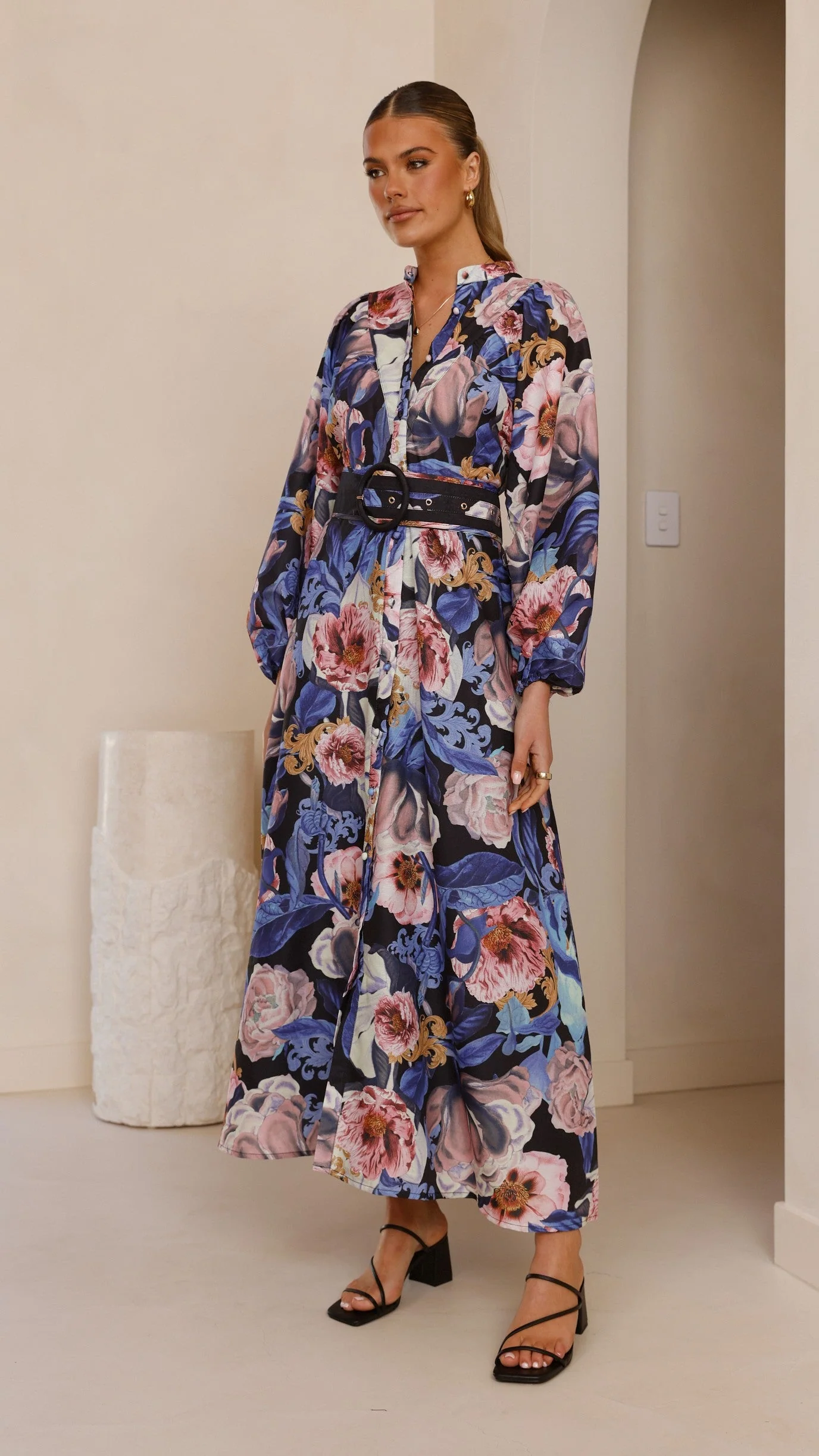 Veronica Button Down Maxi Dress - Azure Donatella