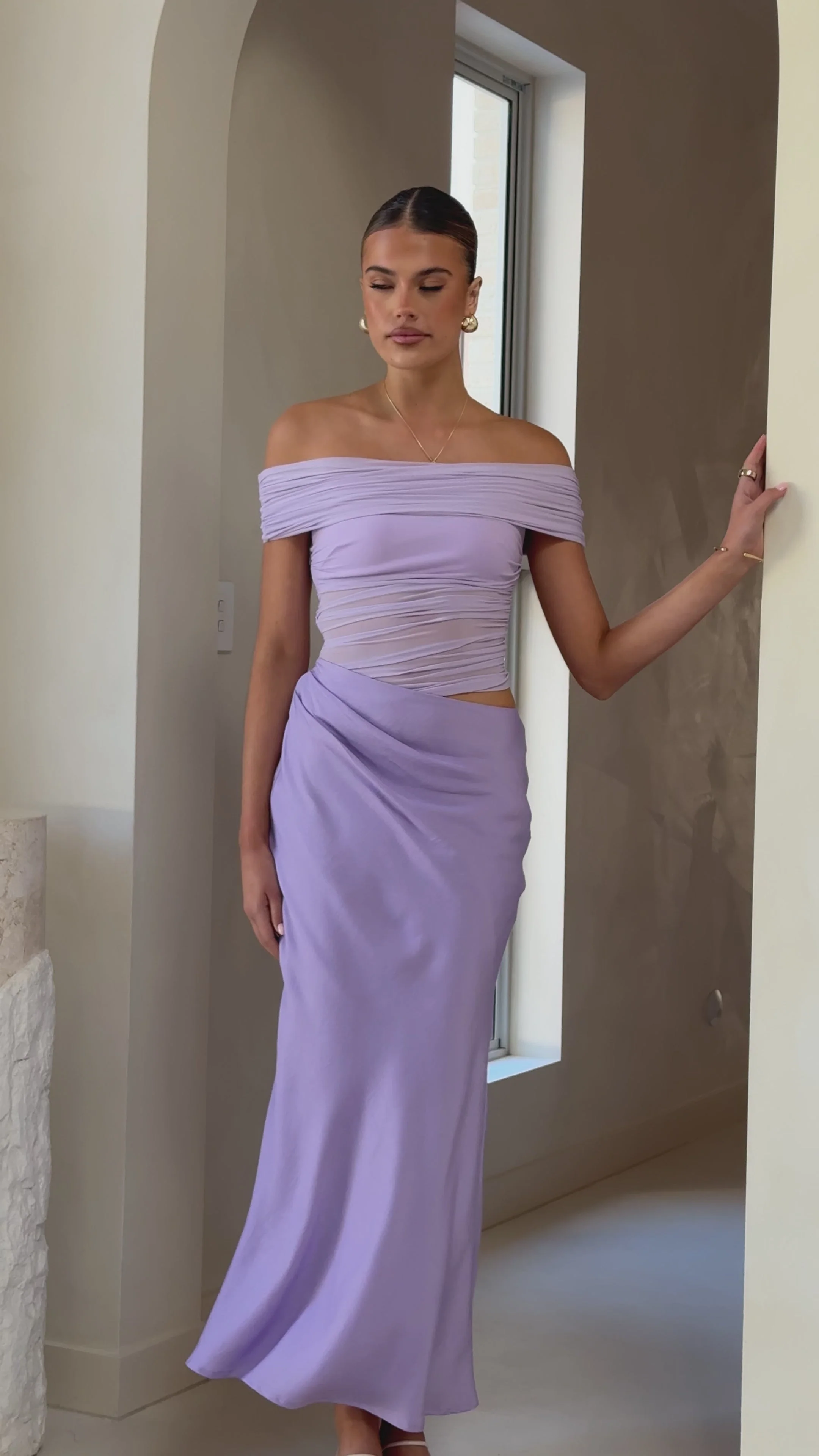Daena Off Shoulder Maxi Dress - Lilac