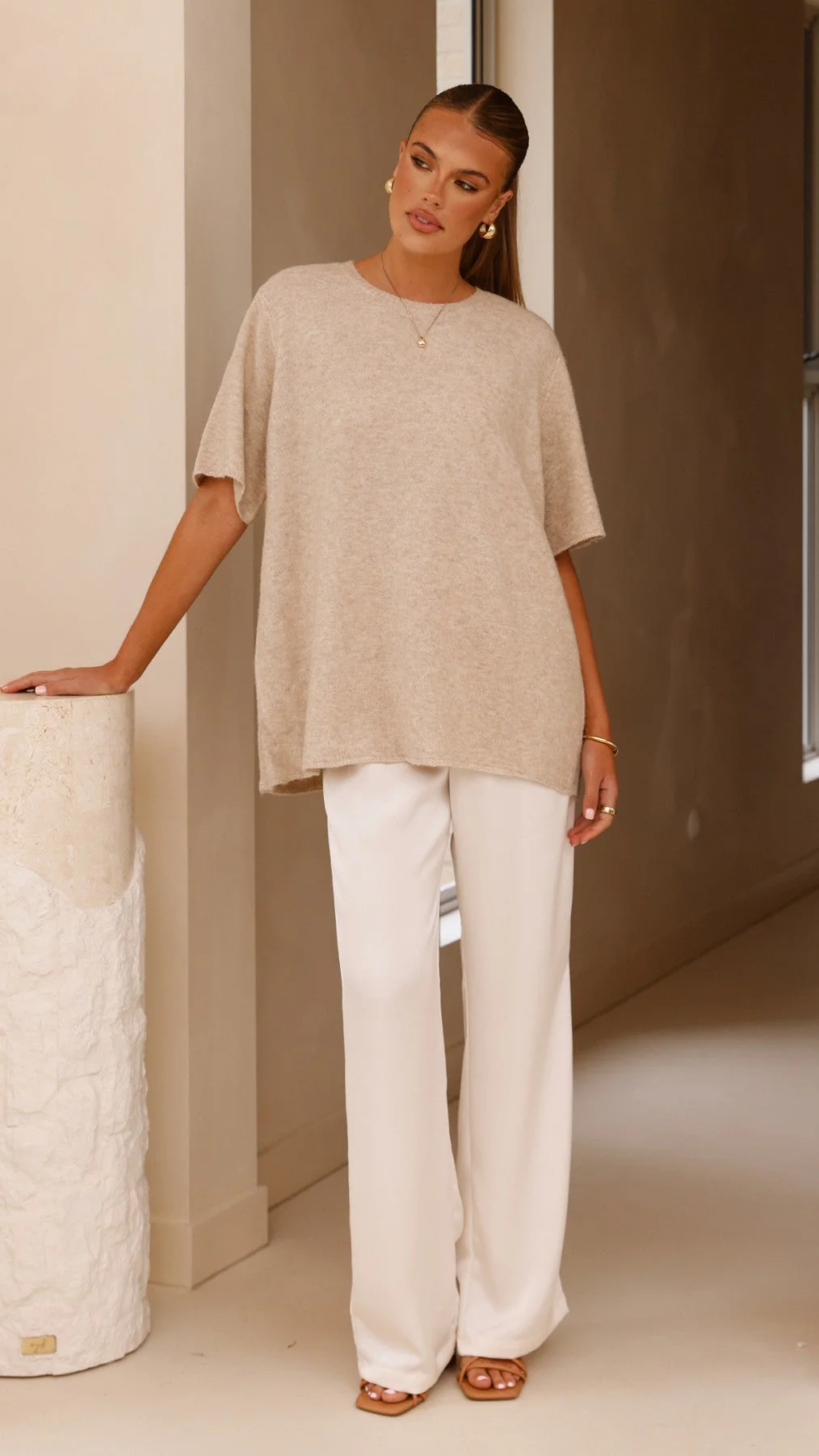 Tahlia Knit Top - Oatmeal