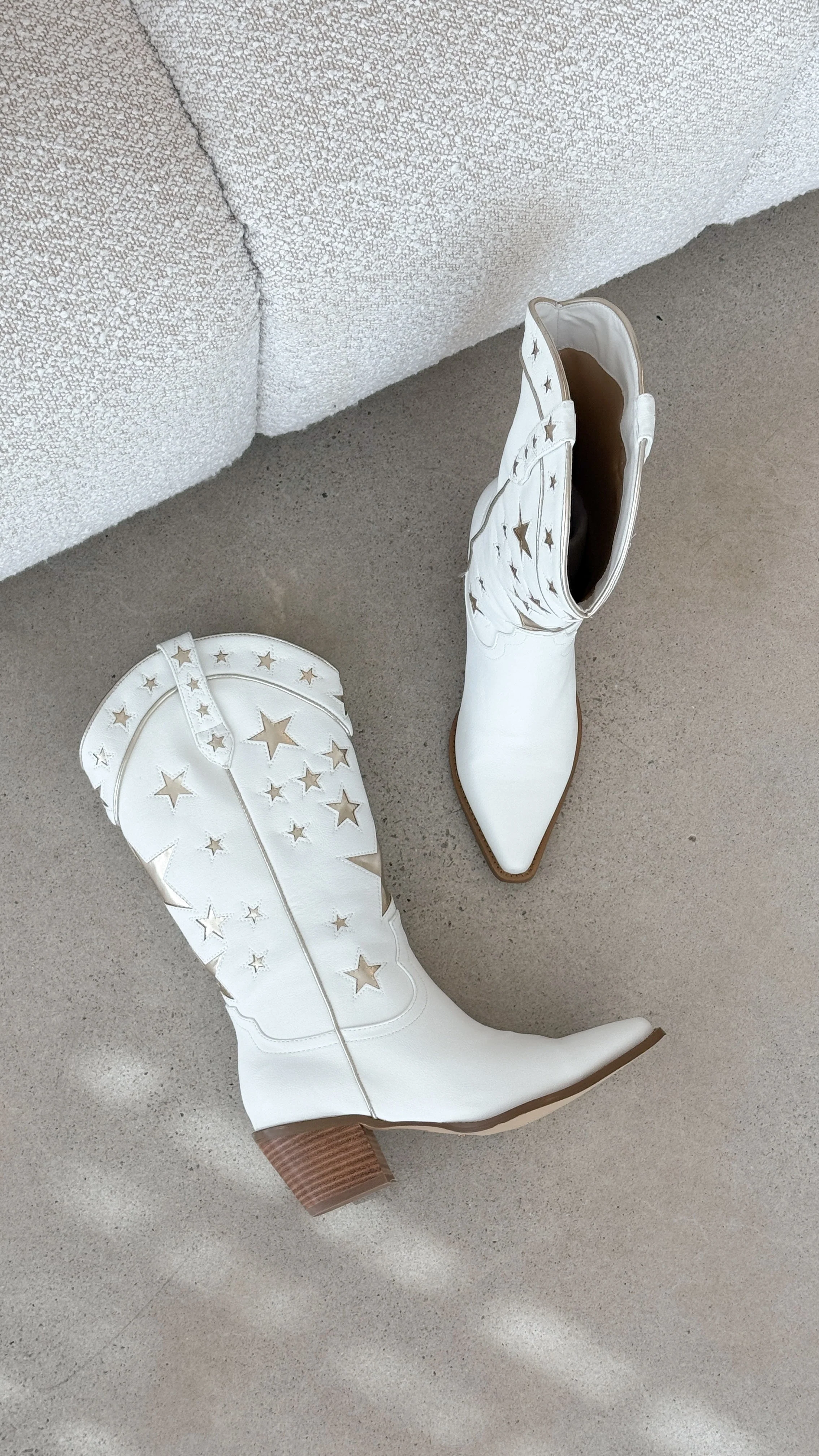 Dollie Boots - White-Gold Metallic
