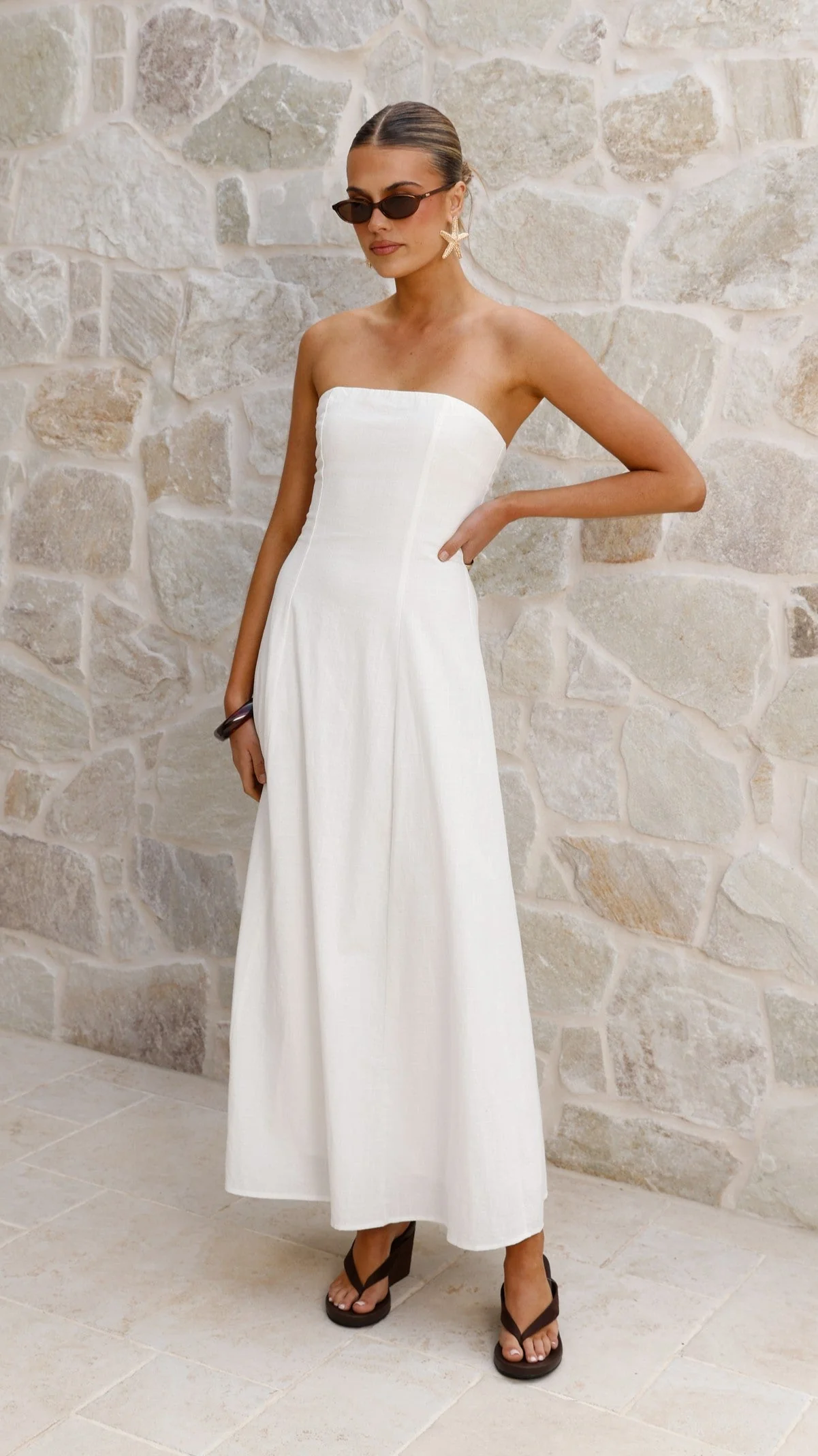 Astrid Strapless Maxi Dress - White