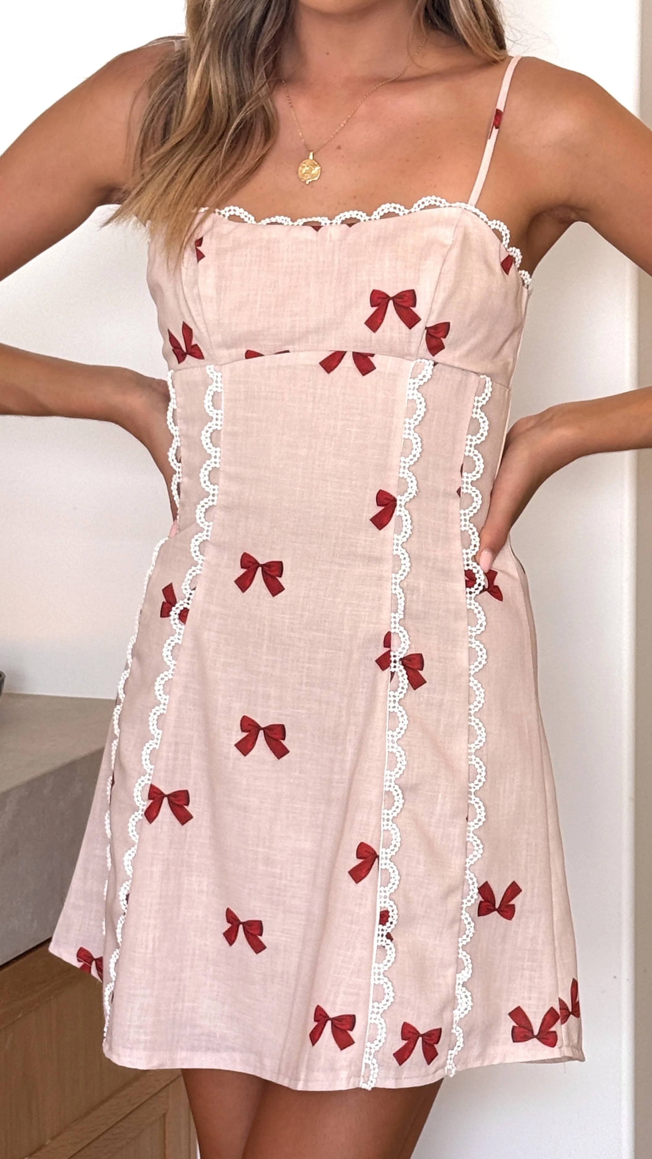 Cartia Mini Dress - Red Bow