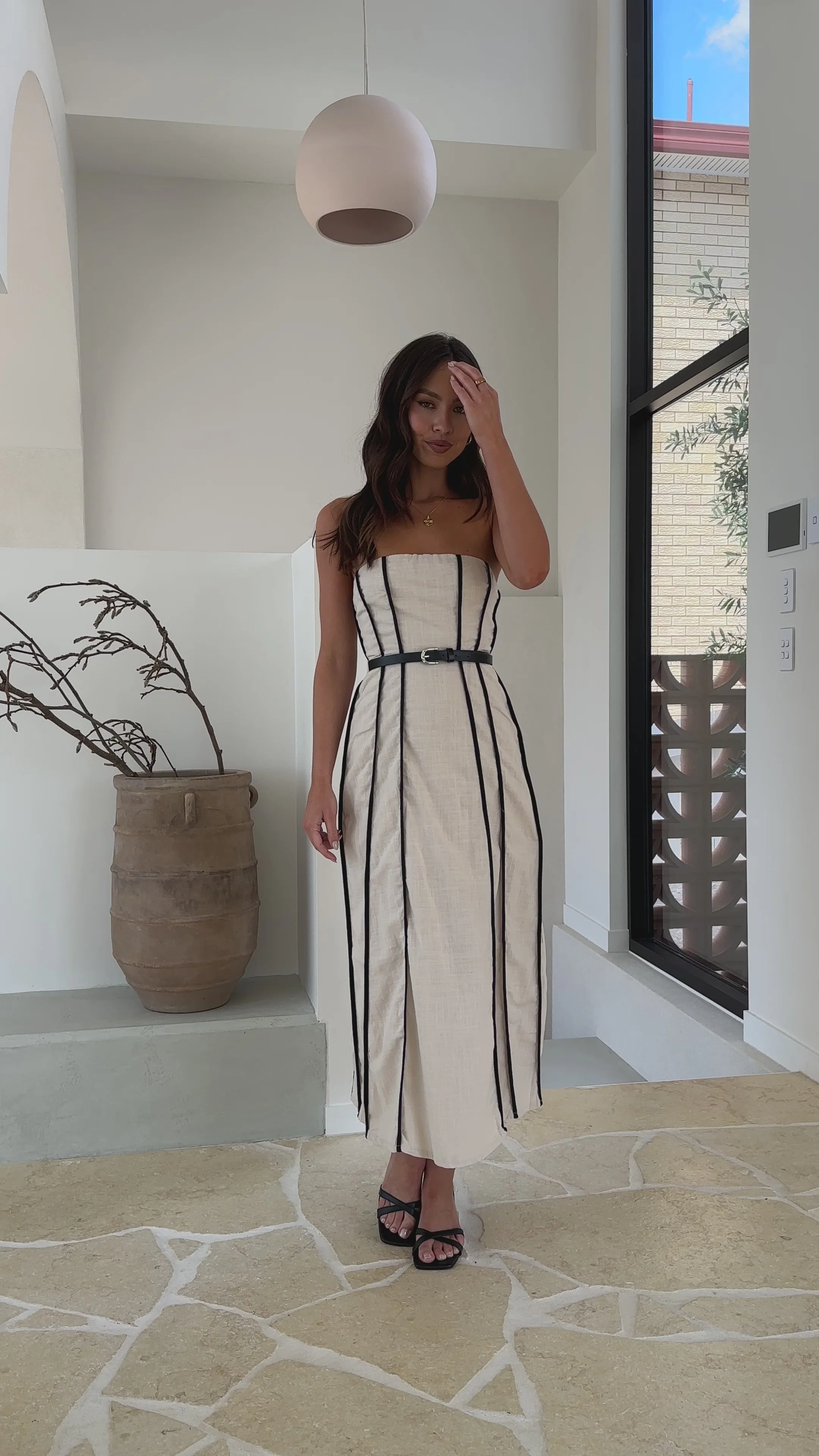 Damonica Maxi Dress - Sand / Black