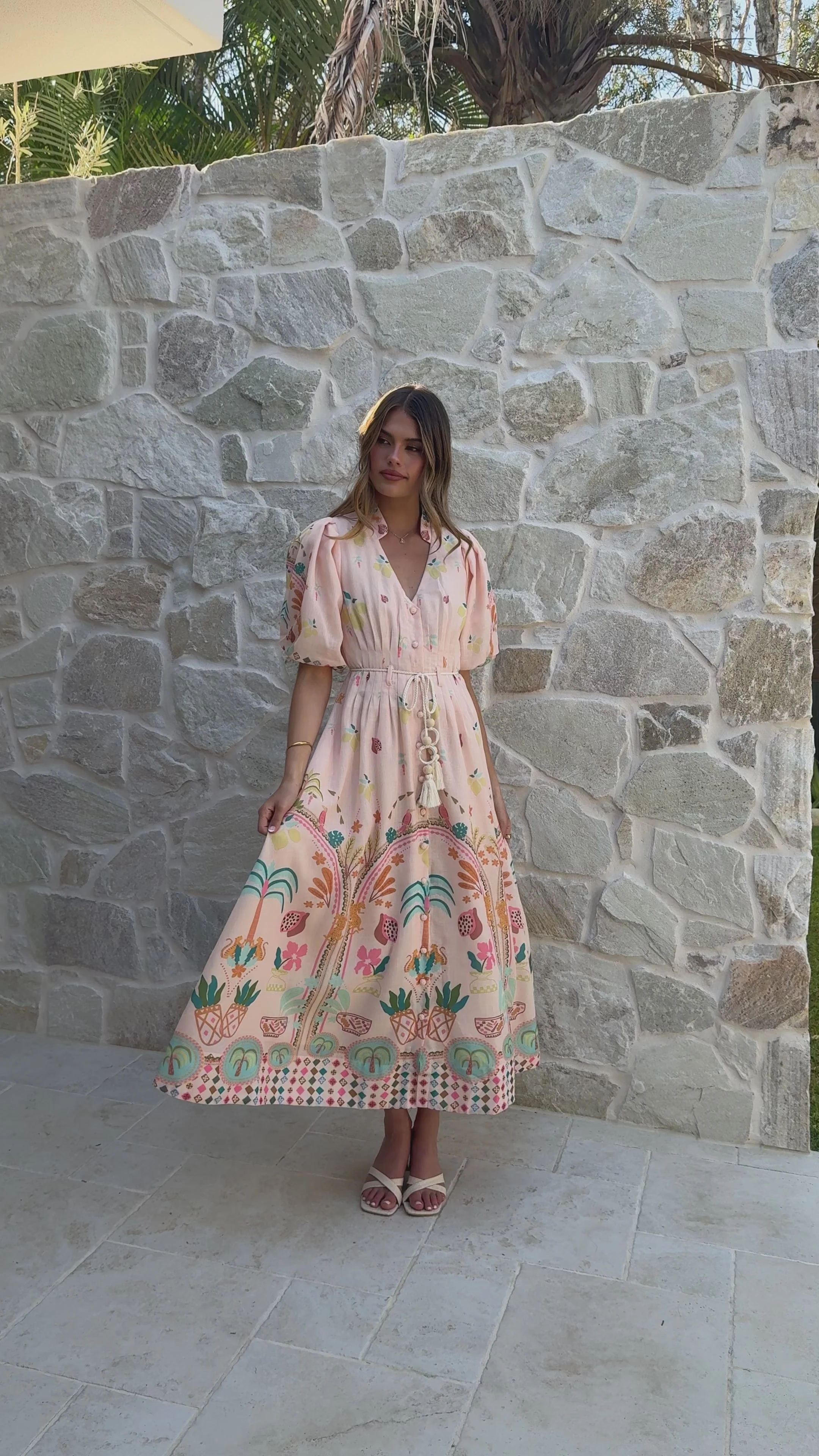 Tamsin Midi Dress - Acacia Palm