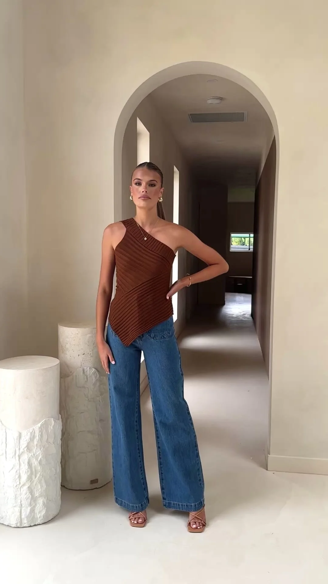 Alyssia One Shoulder Top - Chocolate