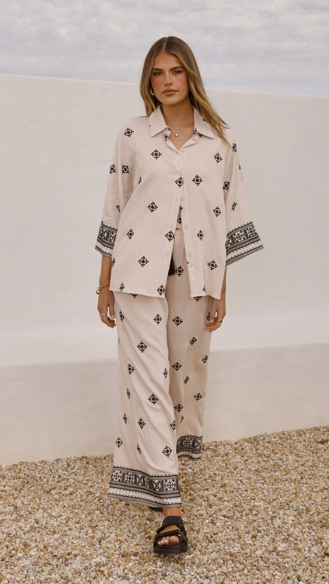 Deni Pants - Beige/Black