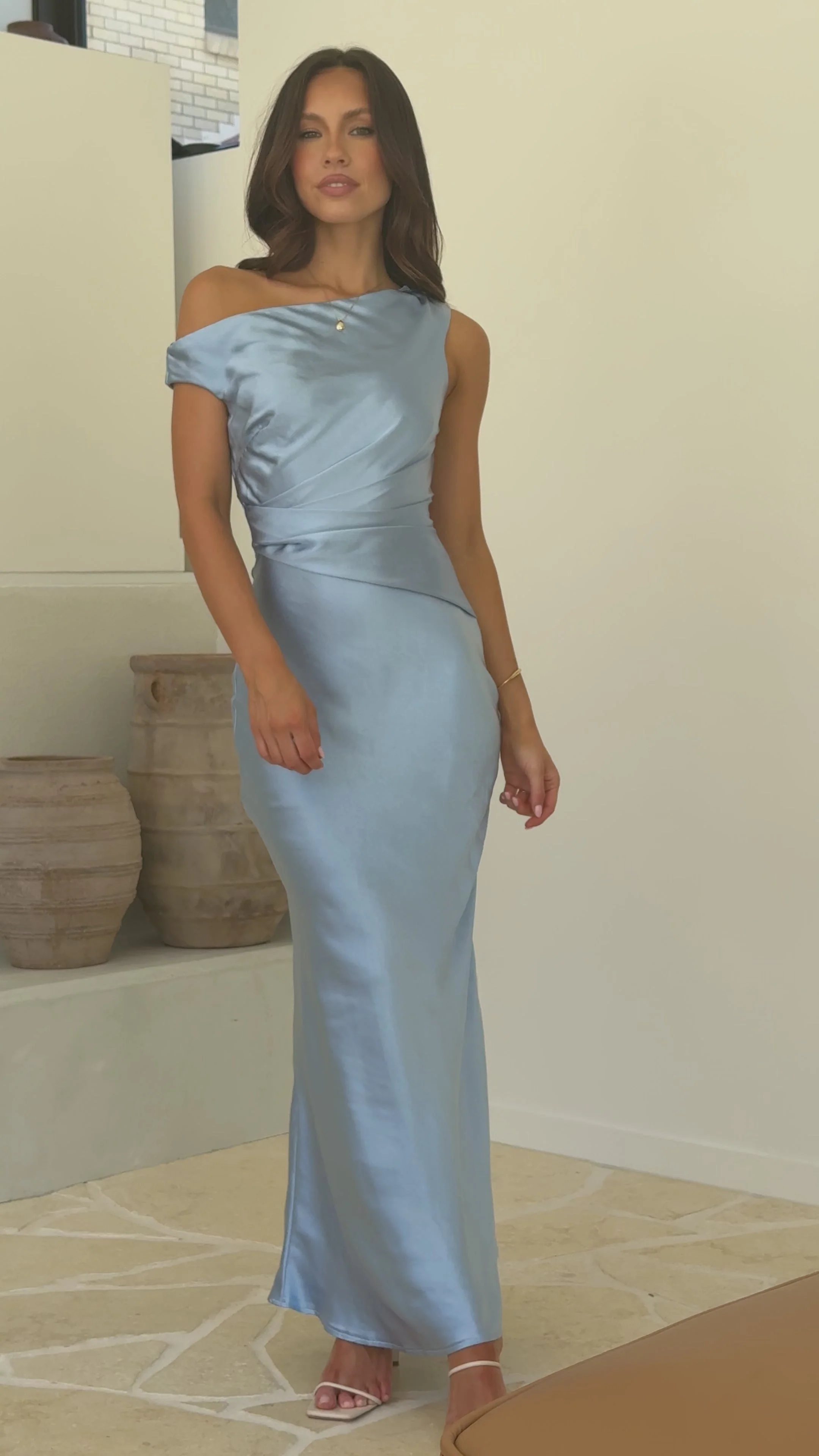 Auria Off Shoulder Maxi Dress - Blue