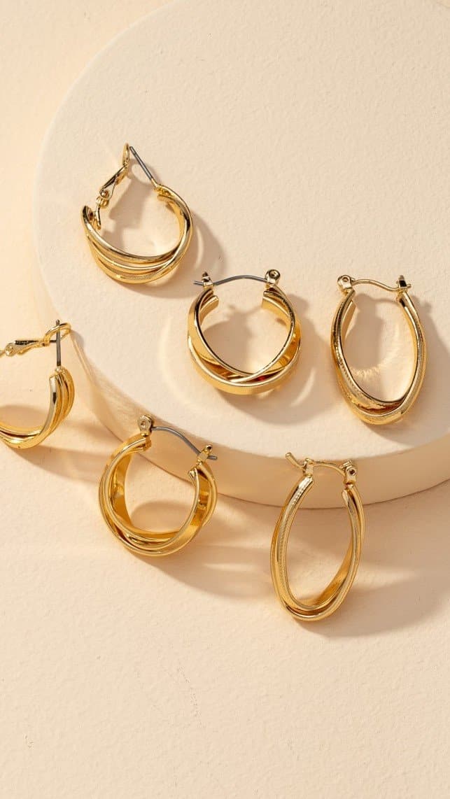 Maya Twist Earrings Set - Gold