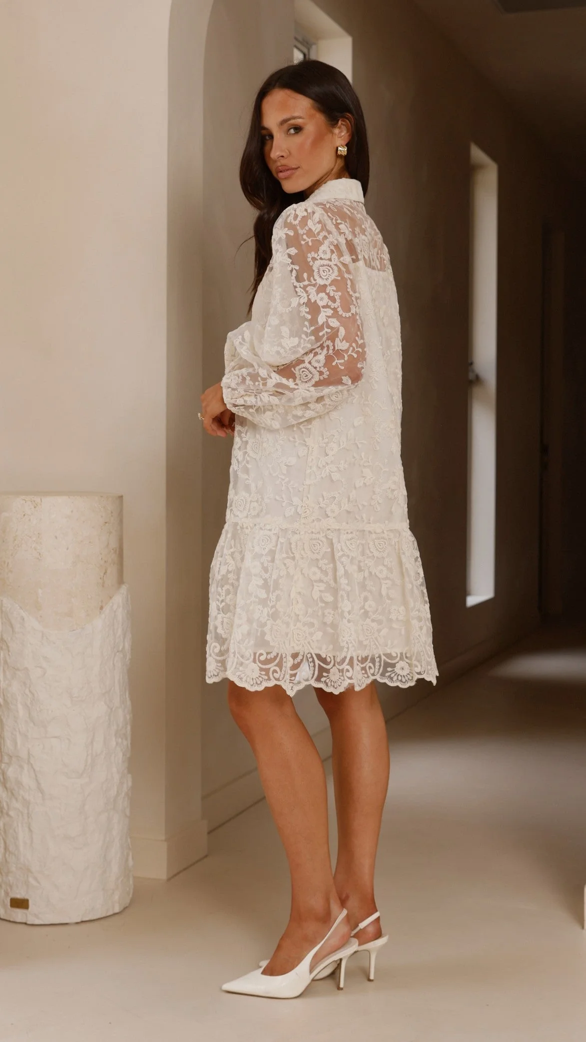 Acacia Lace Mini Dress - White