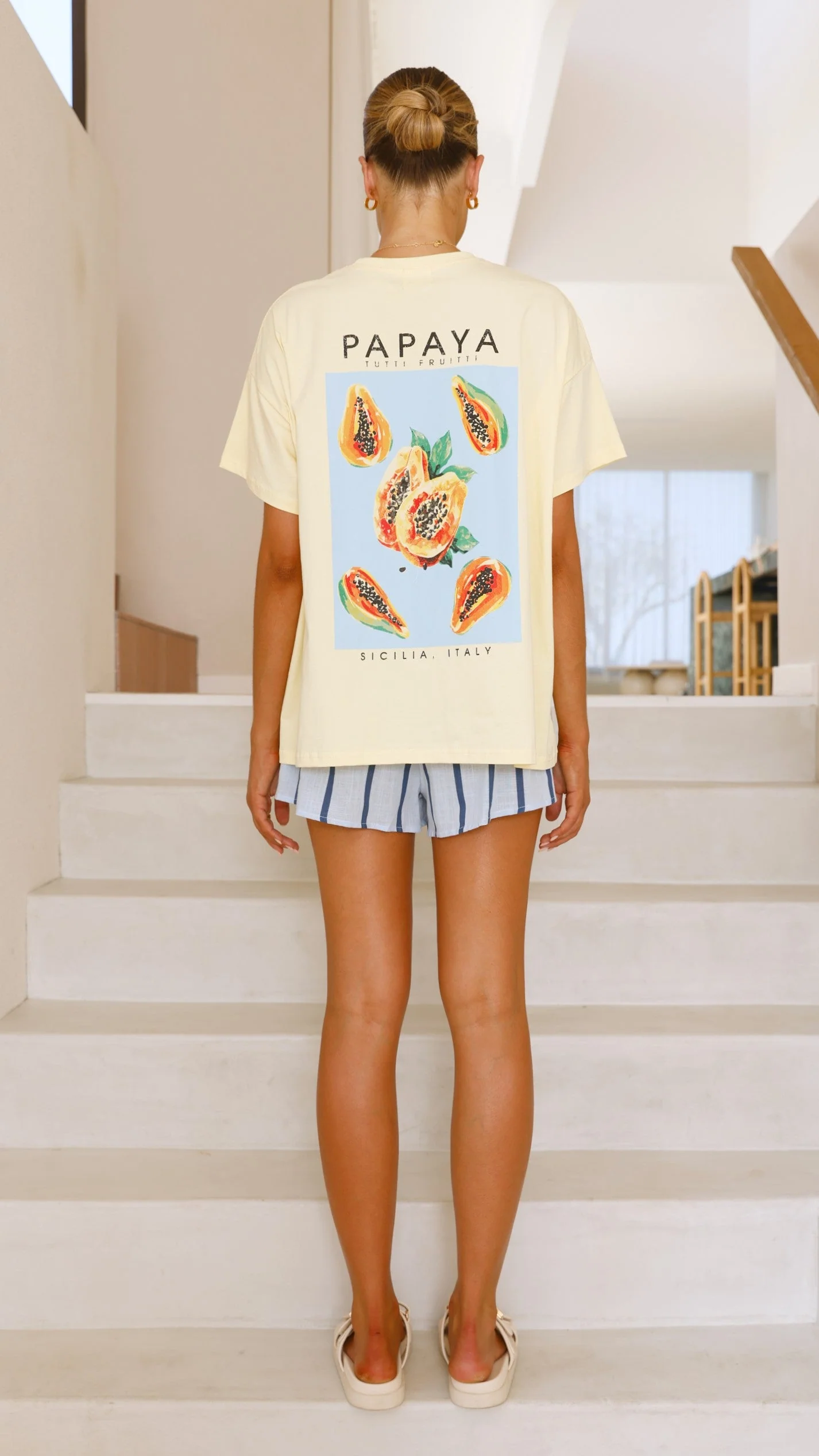 Papaya Top and Shorts Set - Yellow/Blue
