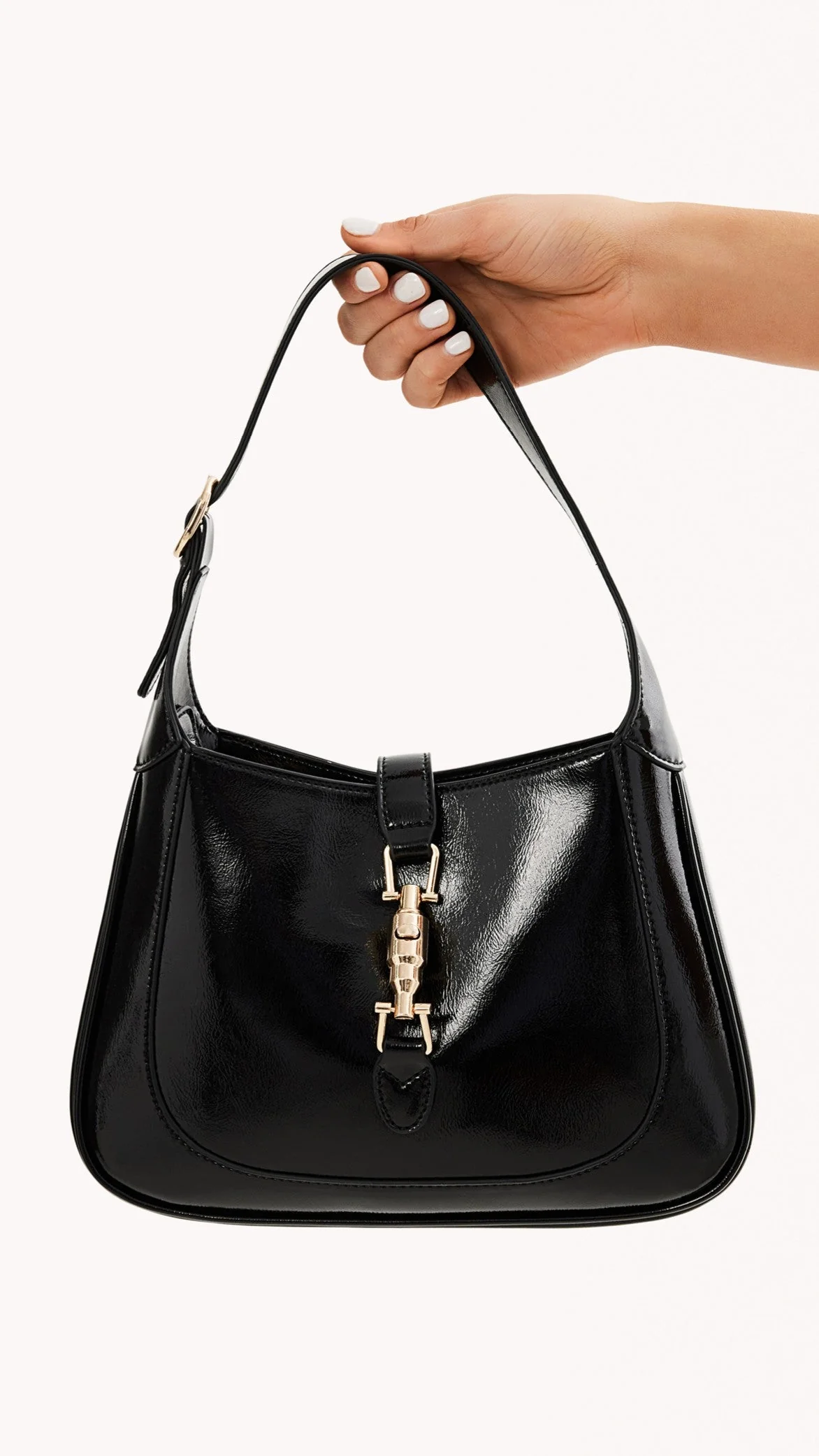 Alix Shoulder Bag - Black Crinkle Patent