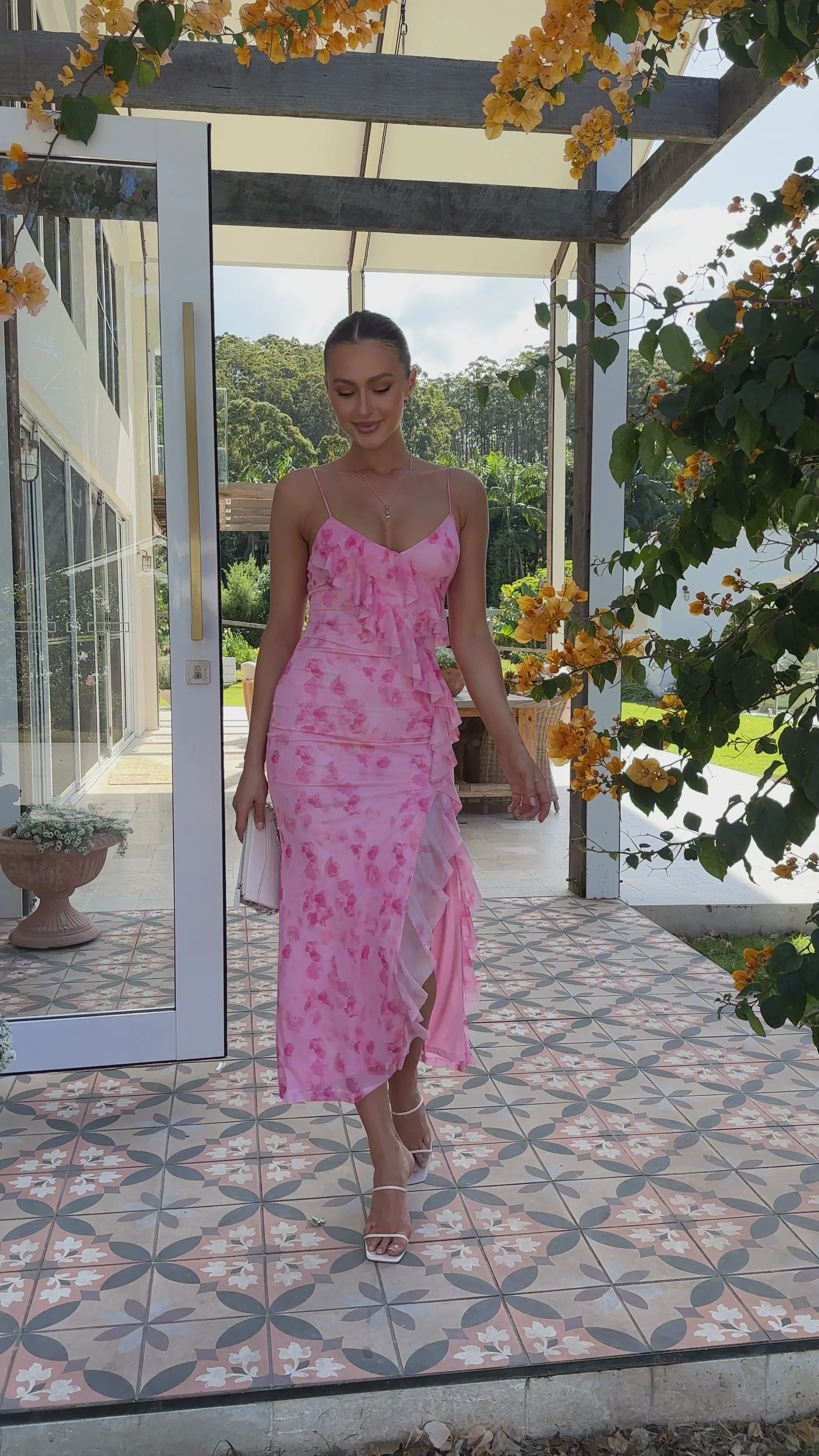 Debbie Midi Dress - Pink Floral