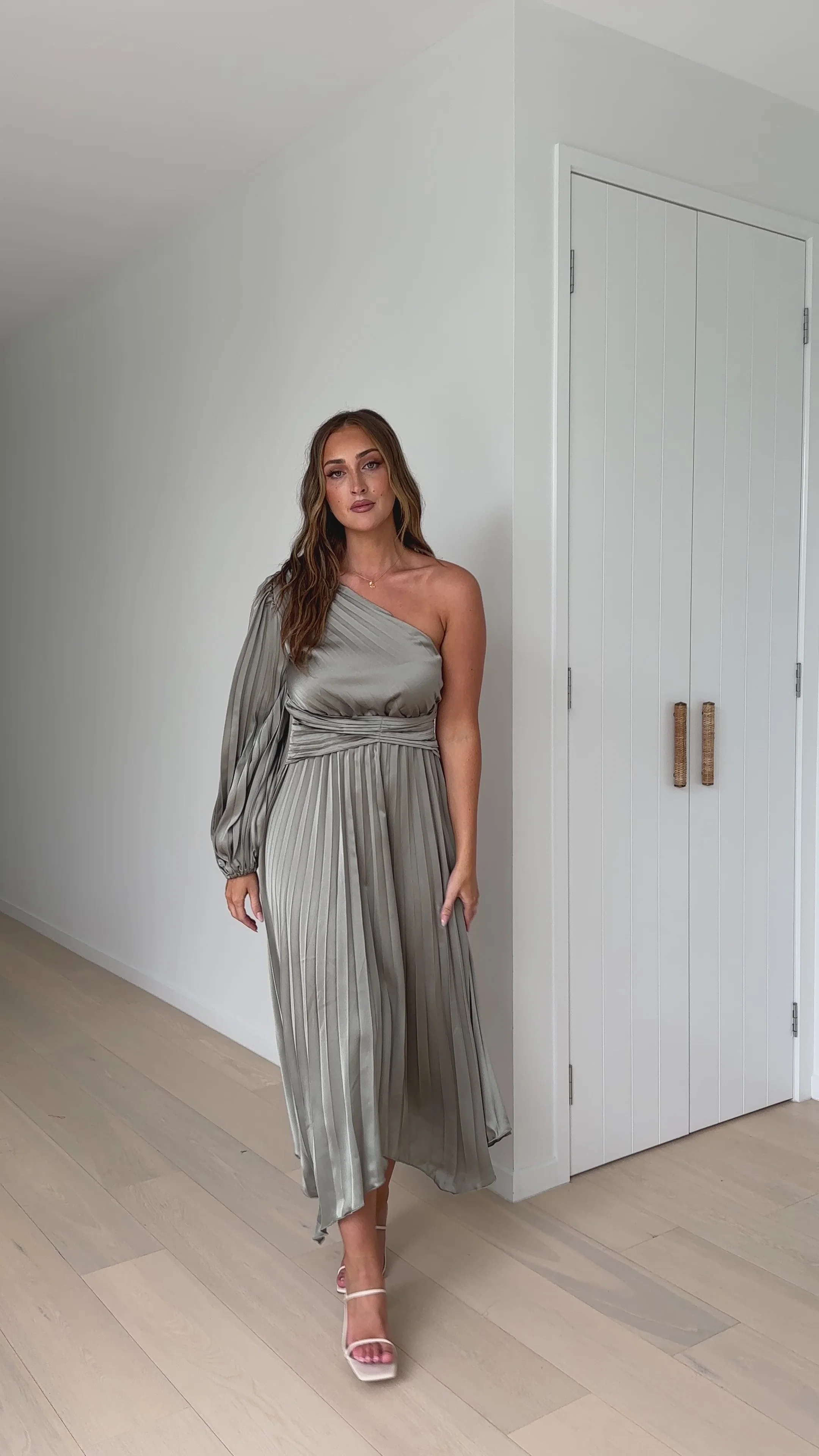 Brooklyn One Shoulder Midi Dress - Olive