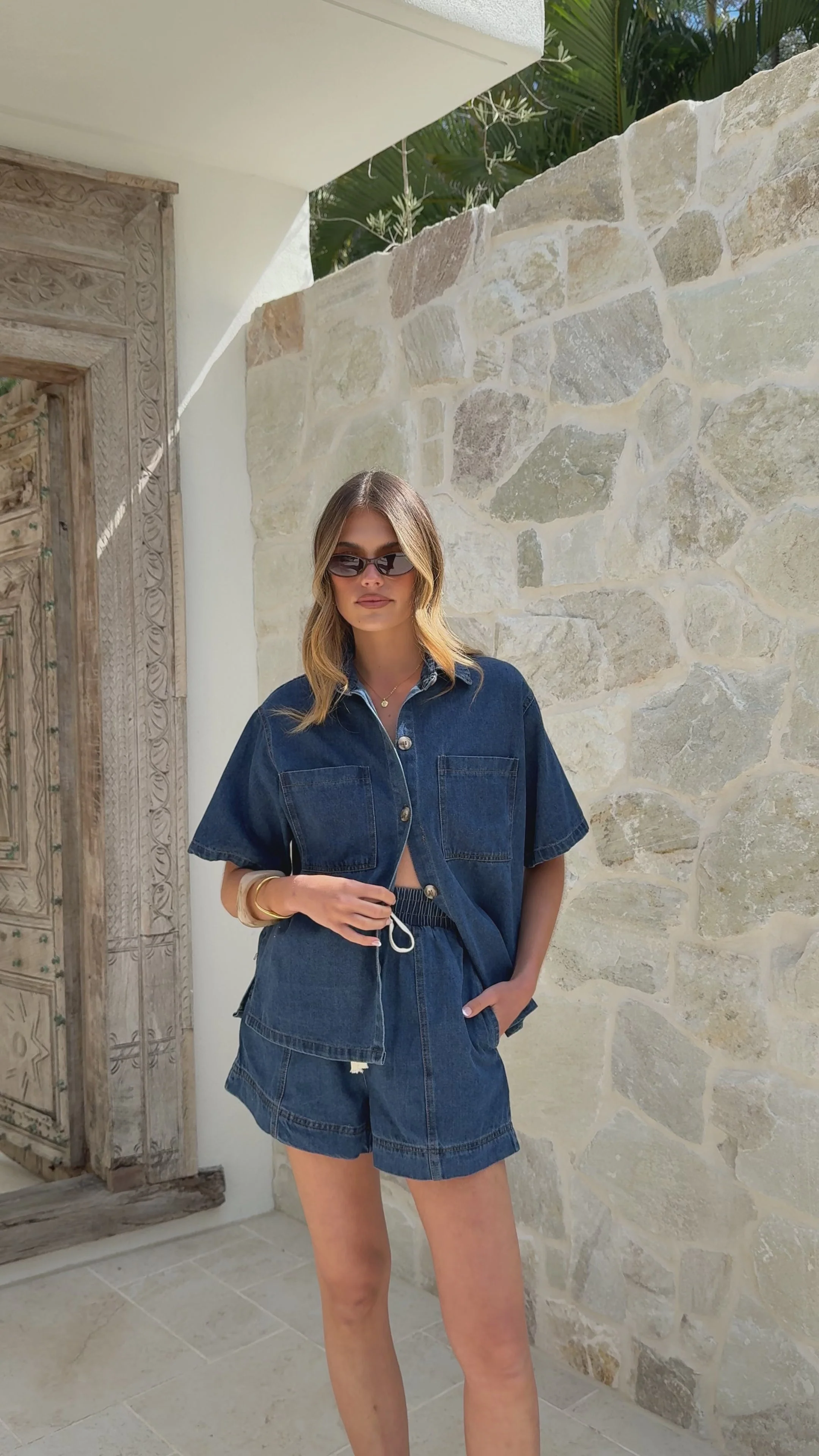 Adia Top and Shorts Set - Dark Denim