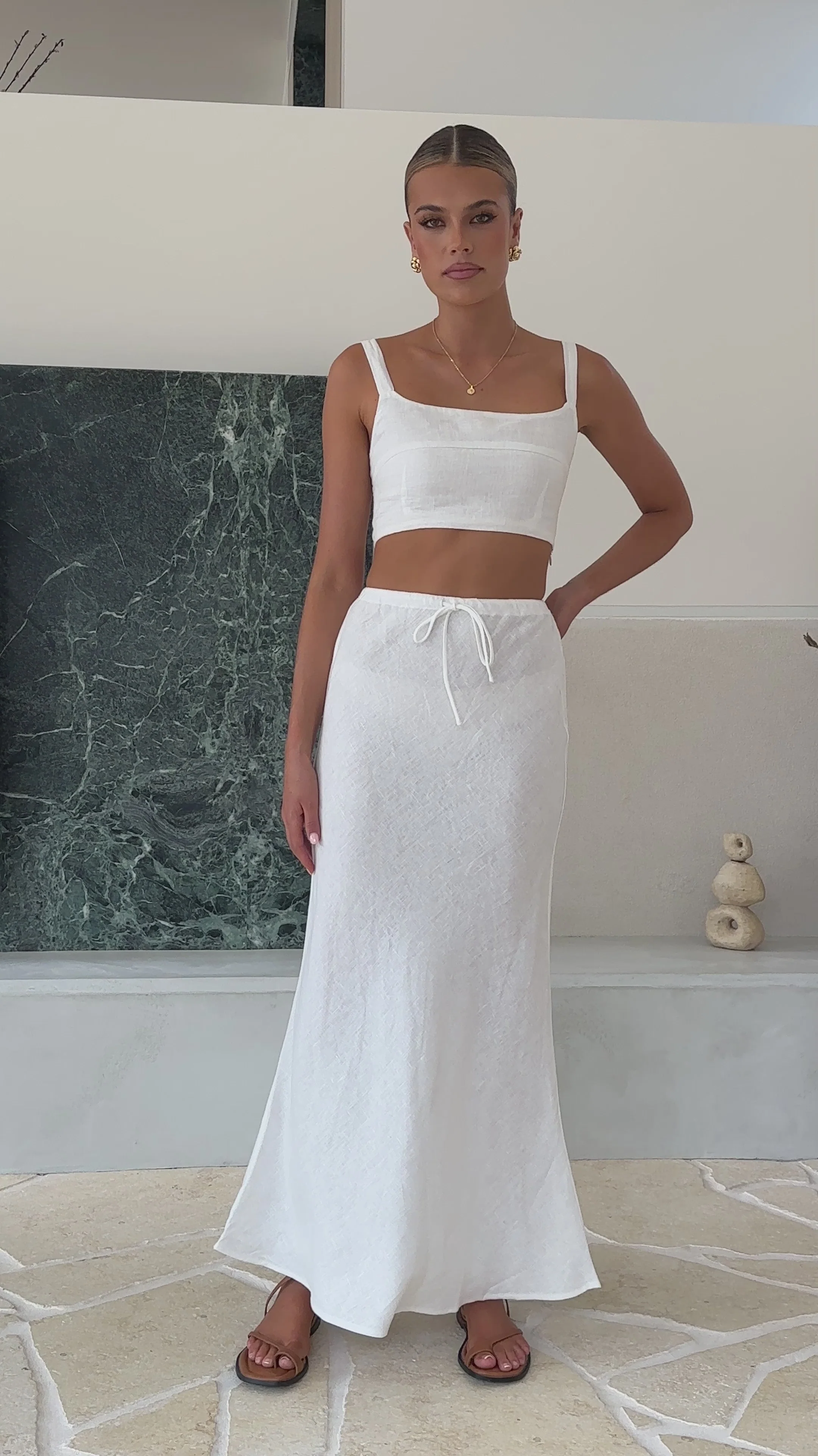 Amani Linen Maxi Skirt - White