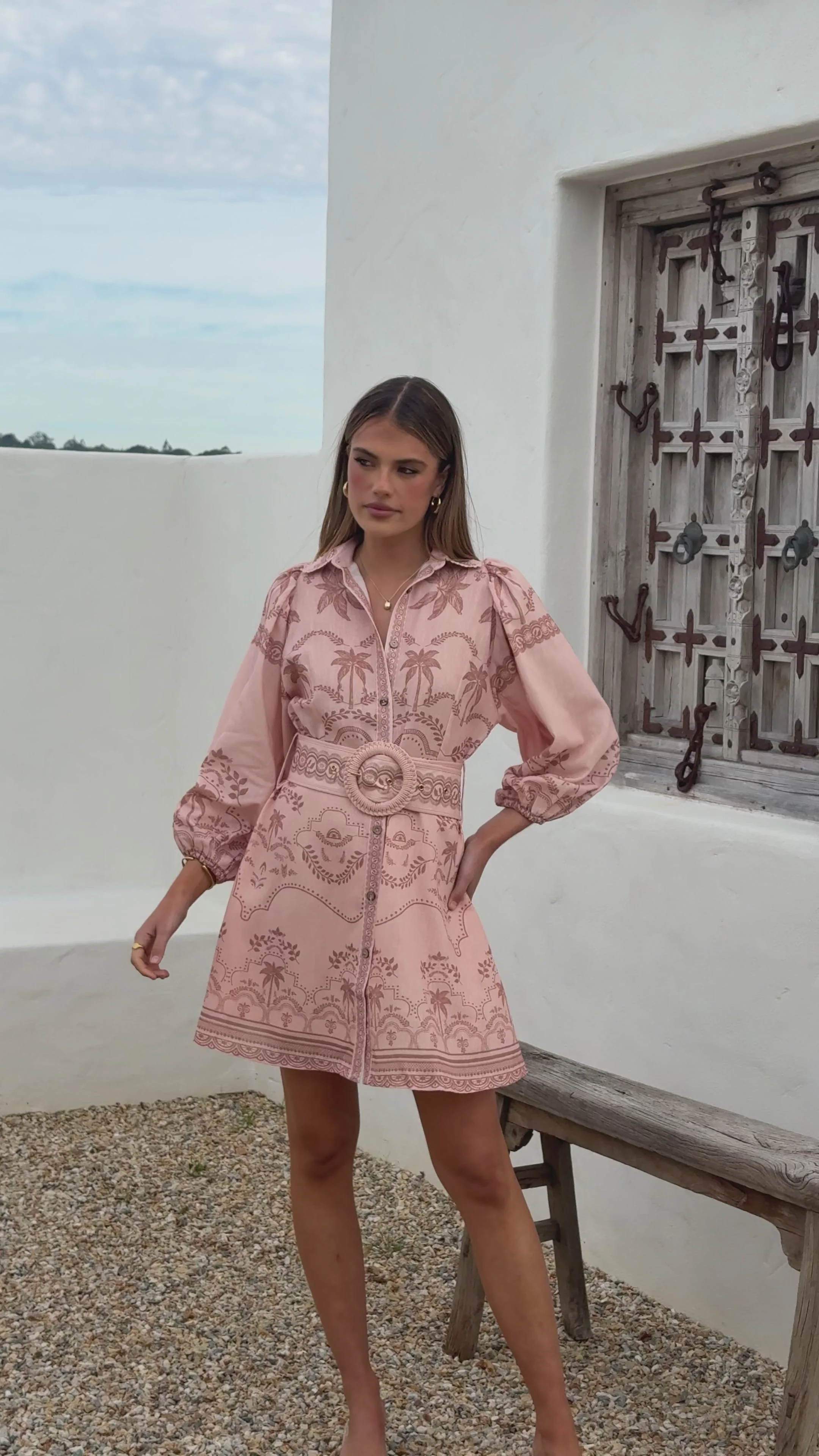 Xander Long Sleeve Mini Dress - Blush