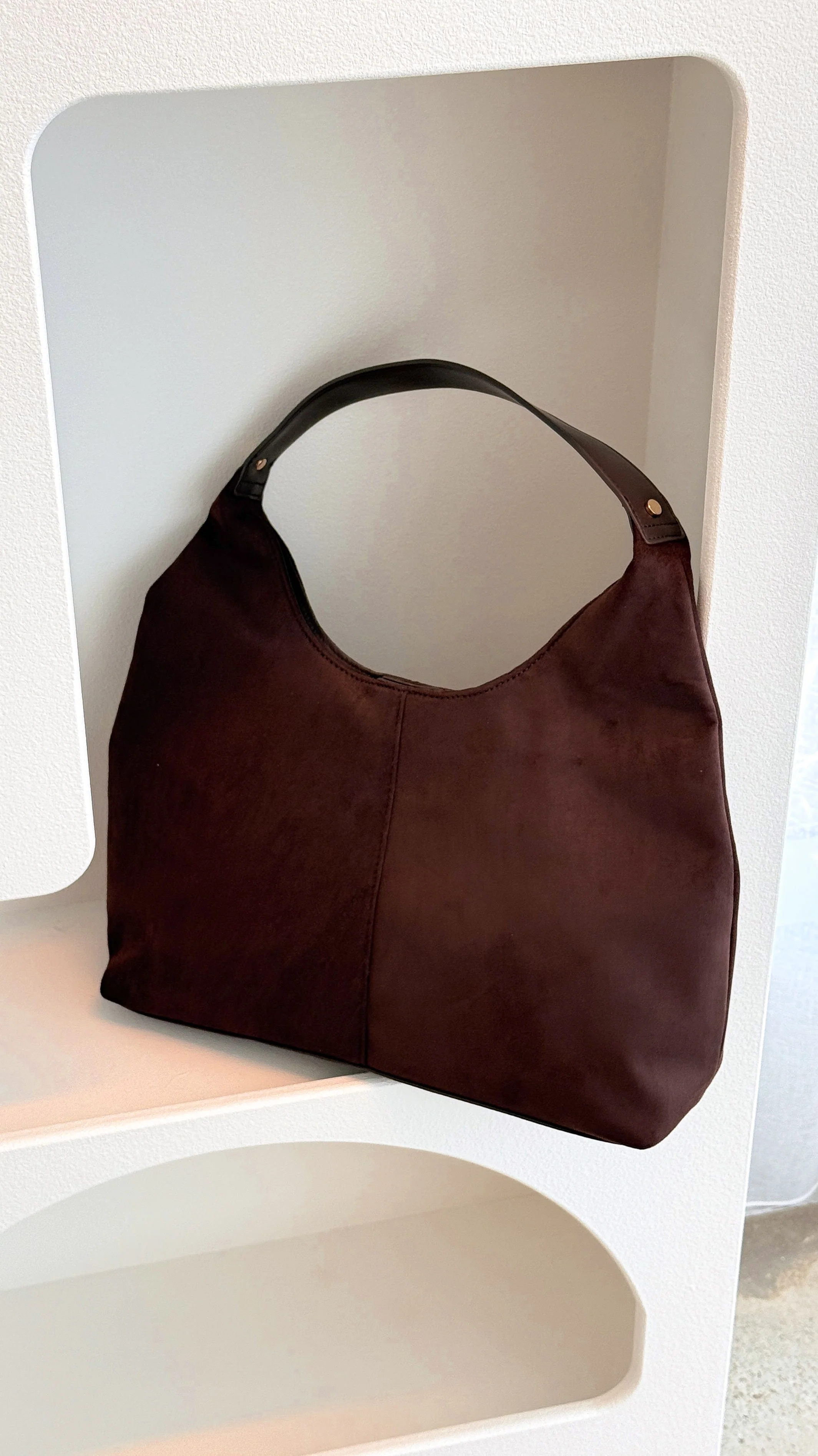 Tammy Shoulder Bag - Chocolate Suede