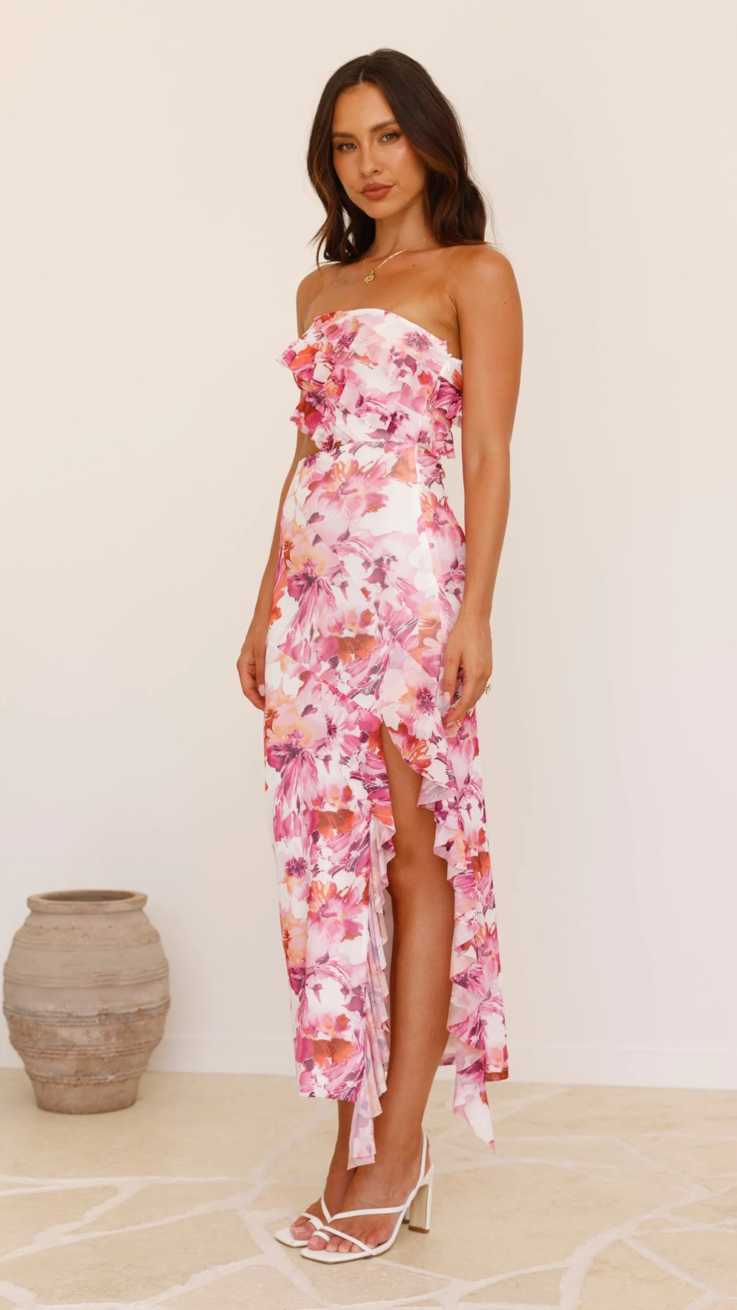 Zinnia Midi Dress - Pink/Purple Floral
