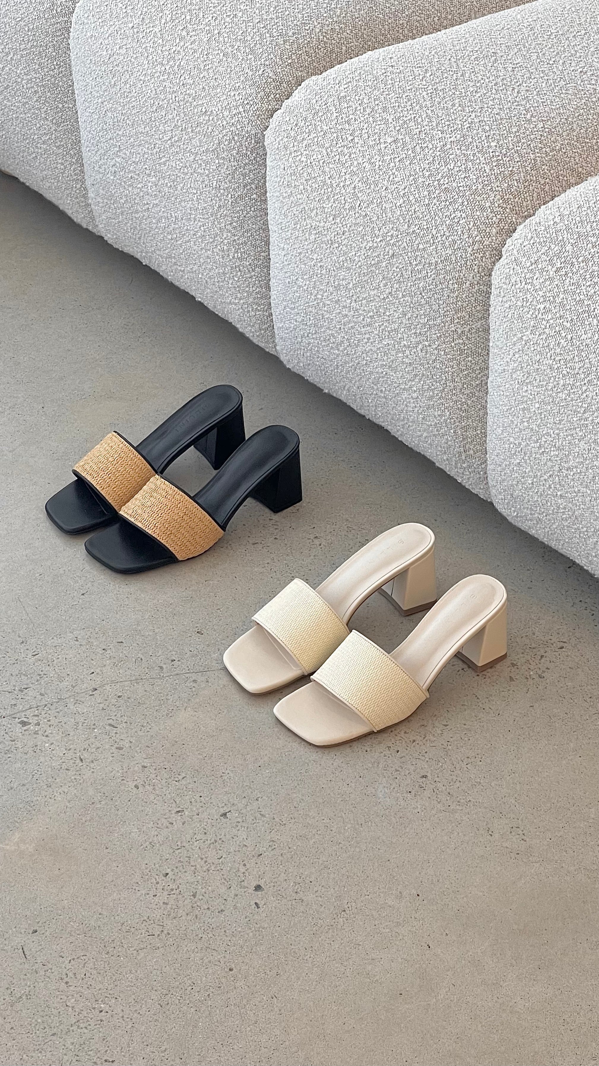 Yarina Heel - Natural Raffia-Black