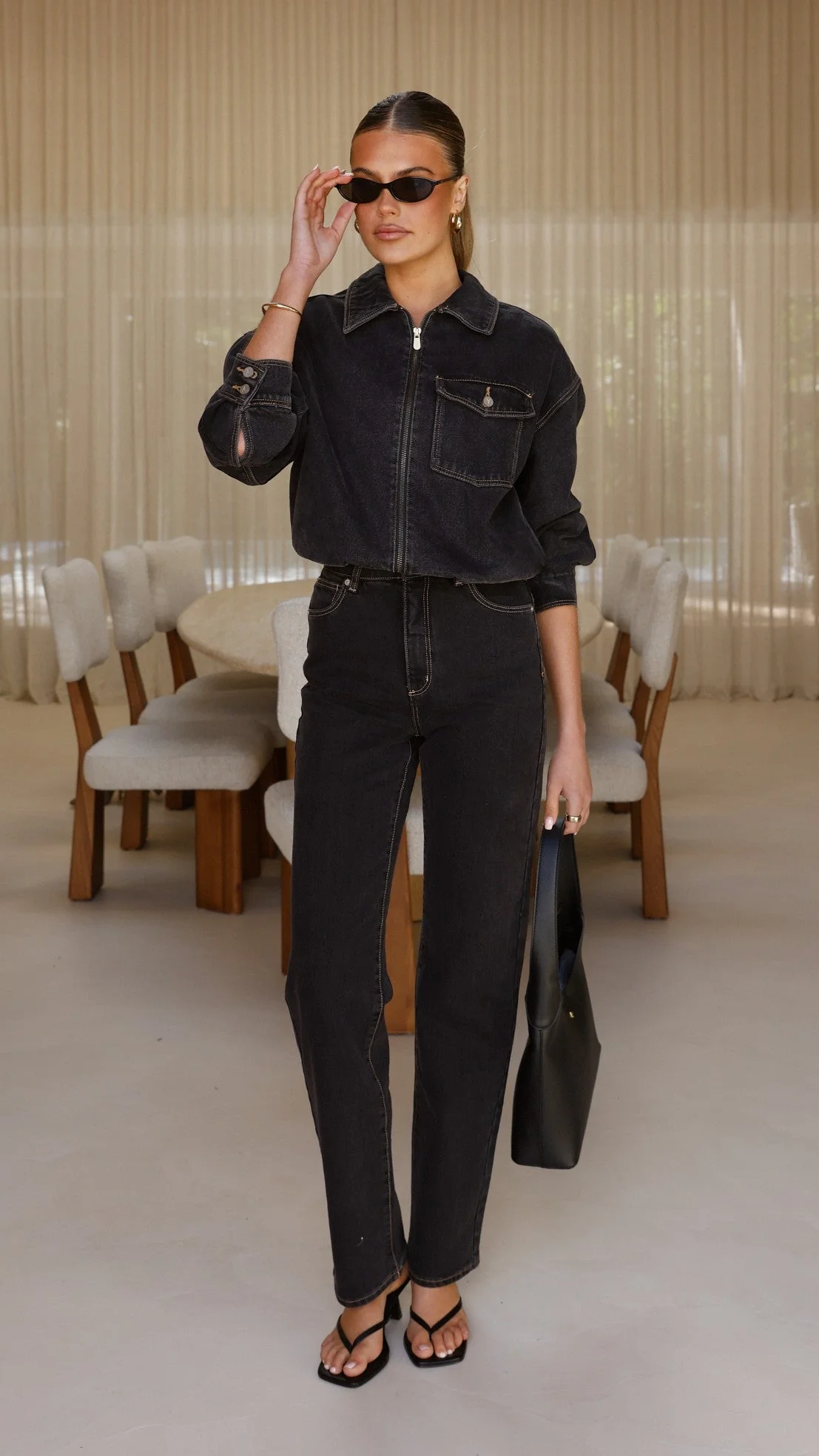 Abrand Denim Bomber Cara - Washed Black