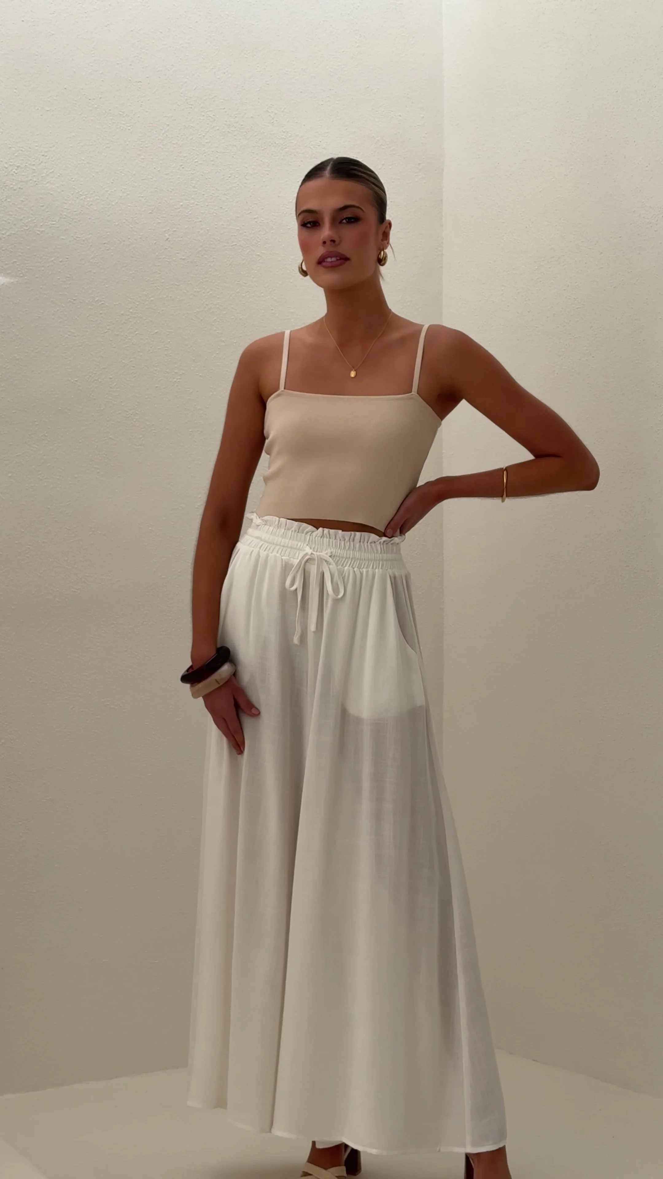 Avery Wide Leg Pants - White