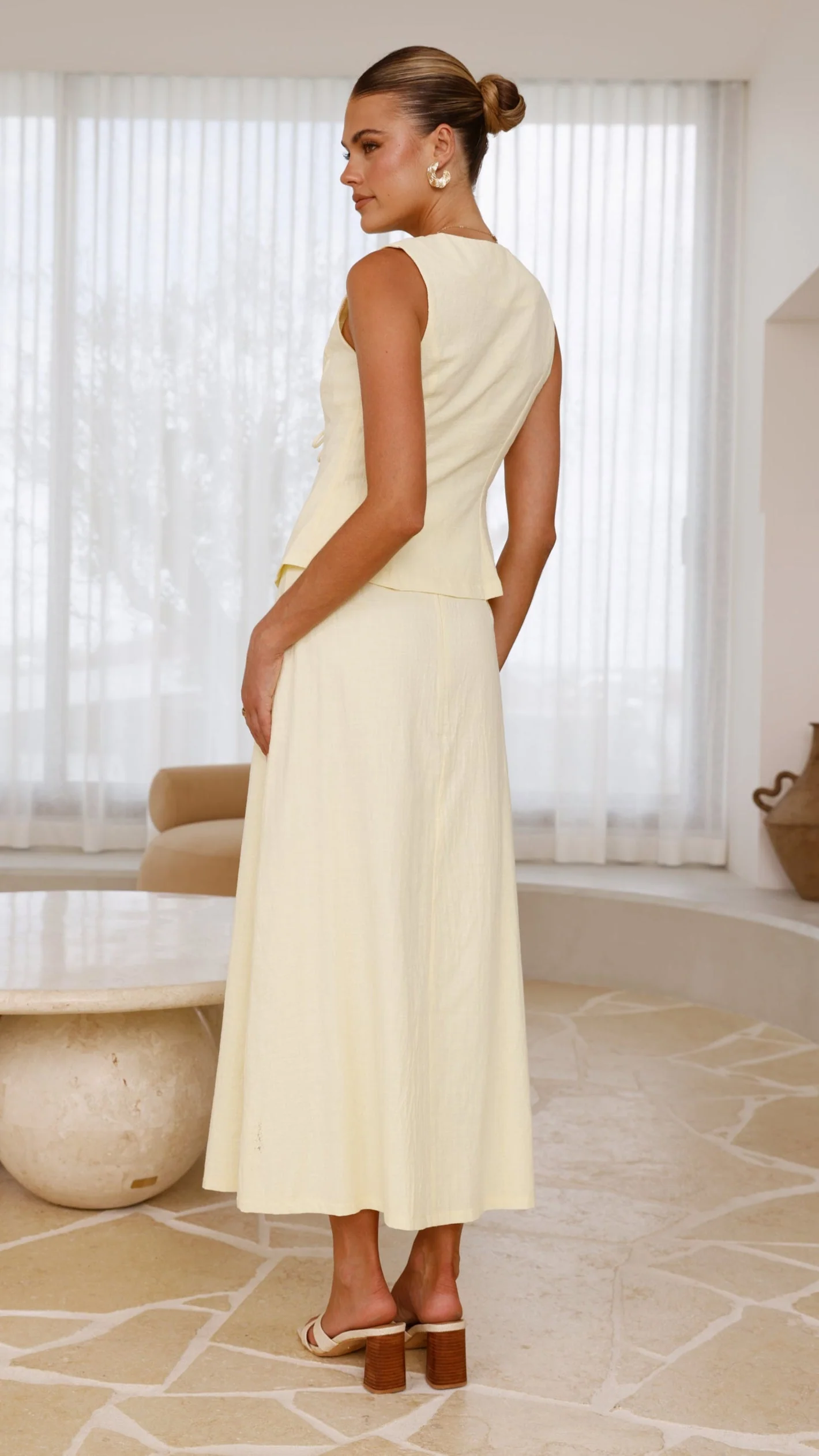 Daria Tie Front Top - Lemon