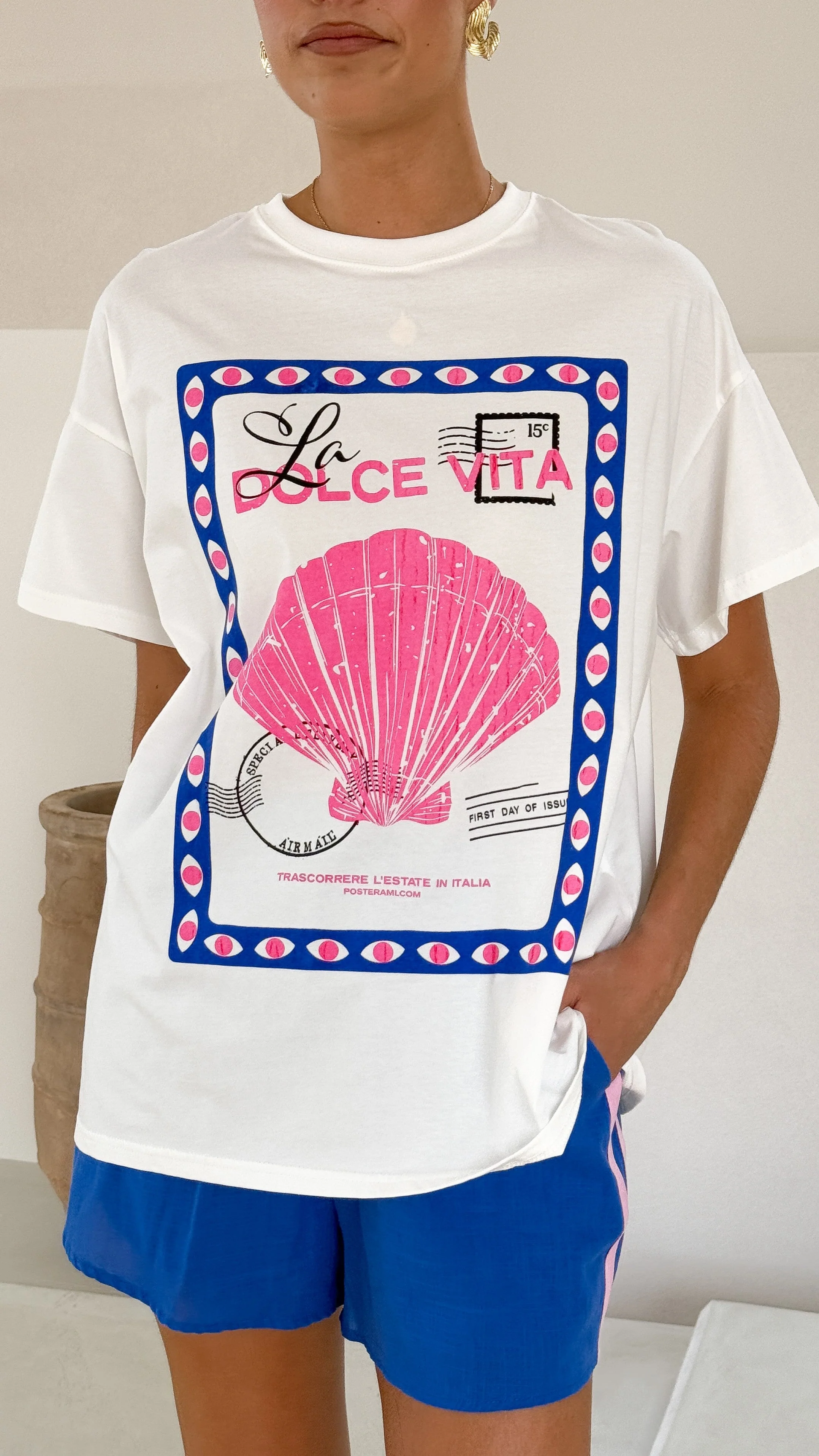 La Dolce Top and Shorts Set - Pink/Blue