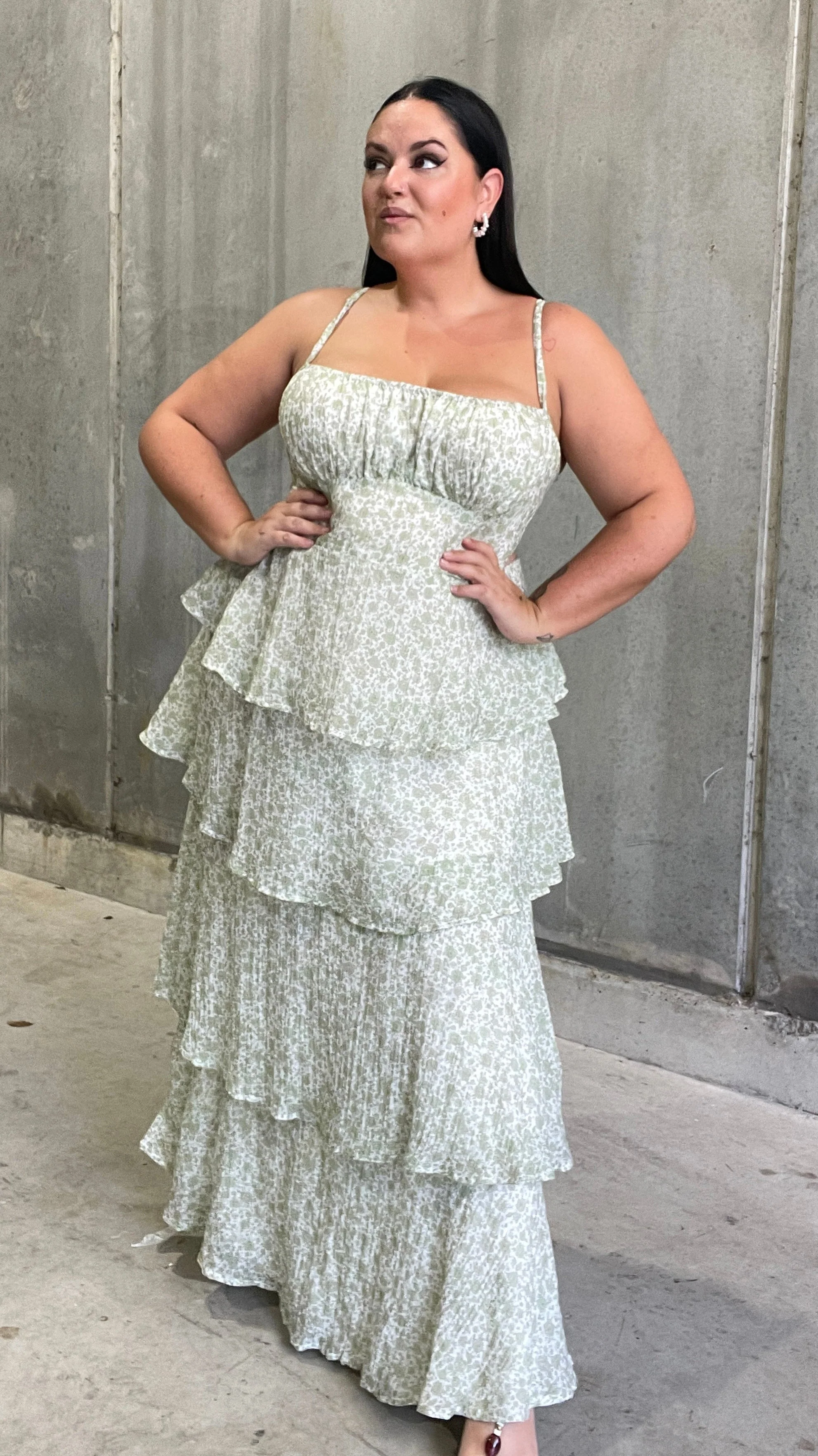 Page Maxi Dress - Green Floral