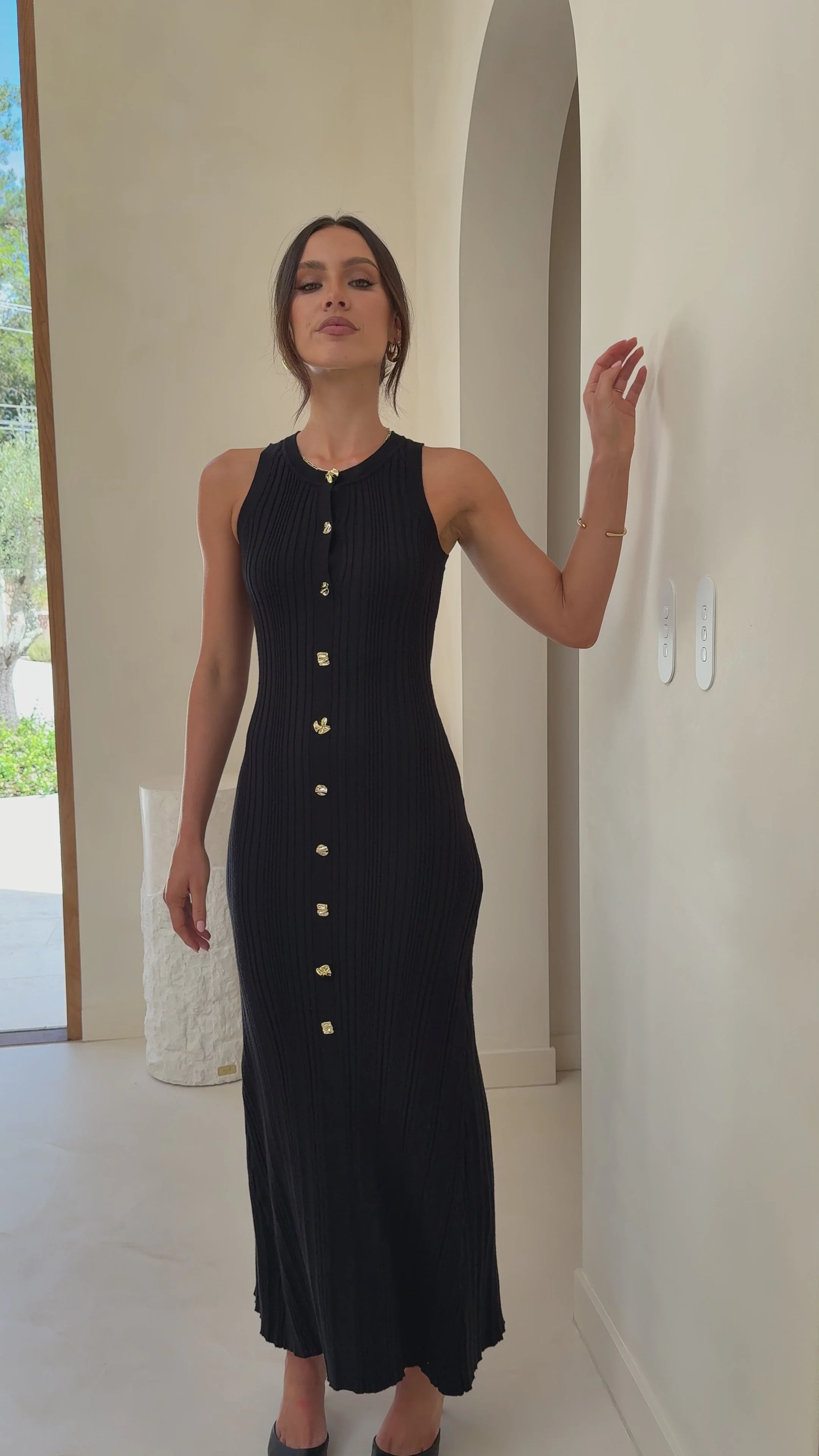 Aylah Knit Midi Dress - Black