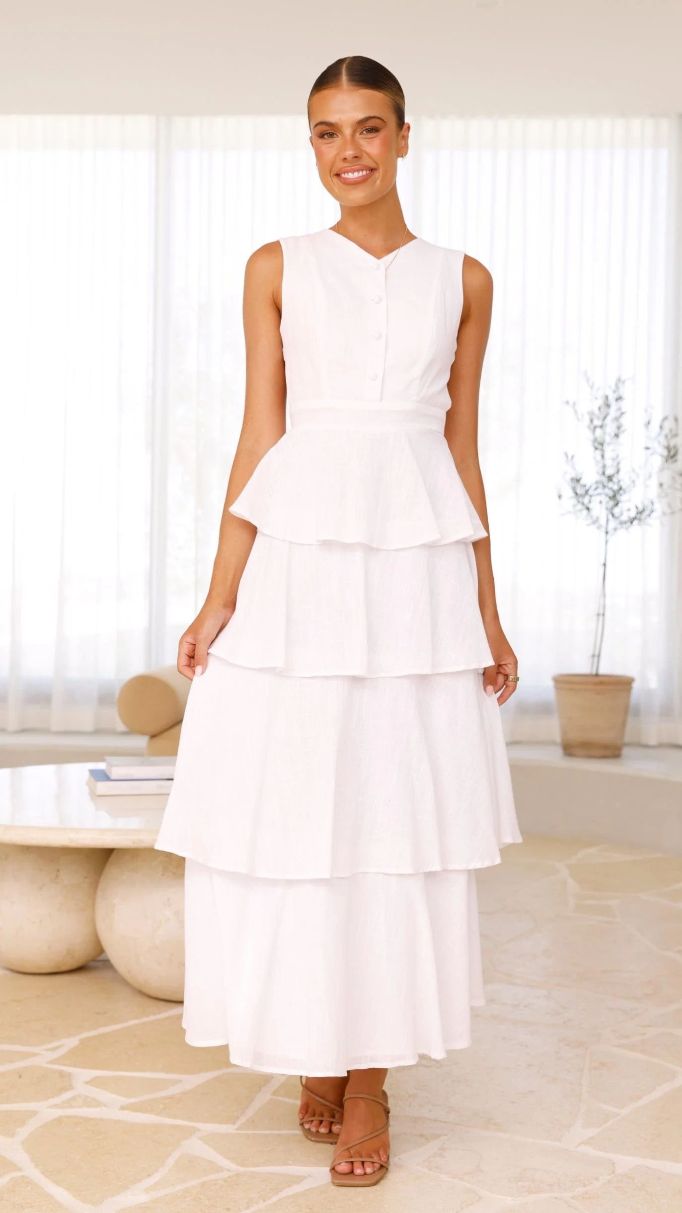 Anastasia Backless Maxi Dress - White