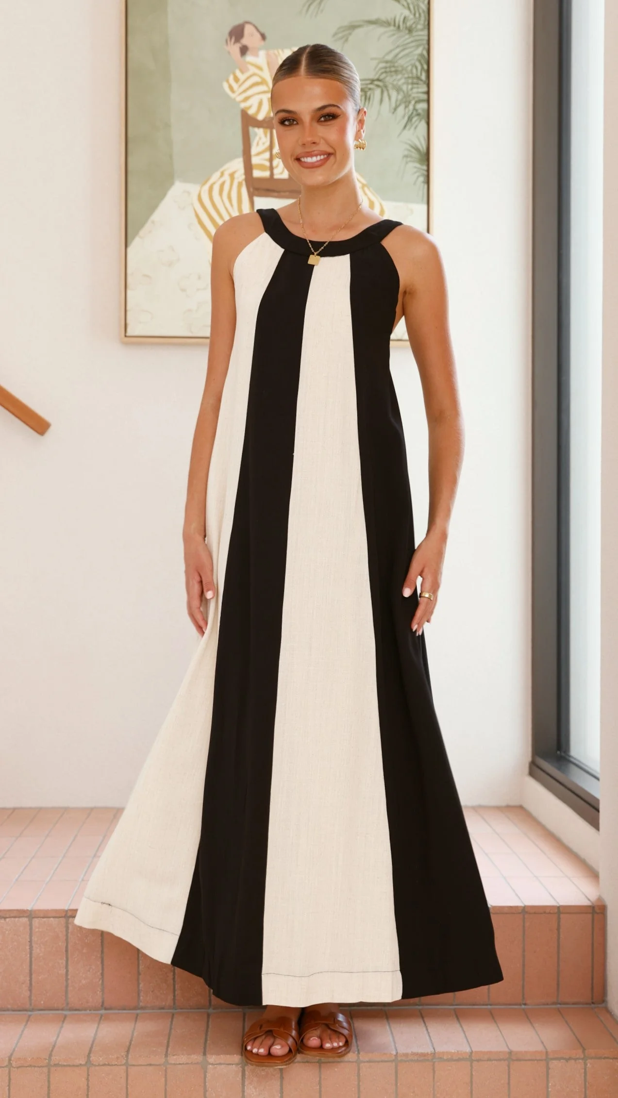 Talaith Maxi Dress - Black / Cream