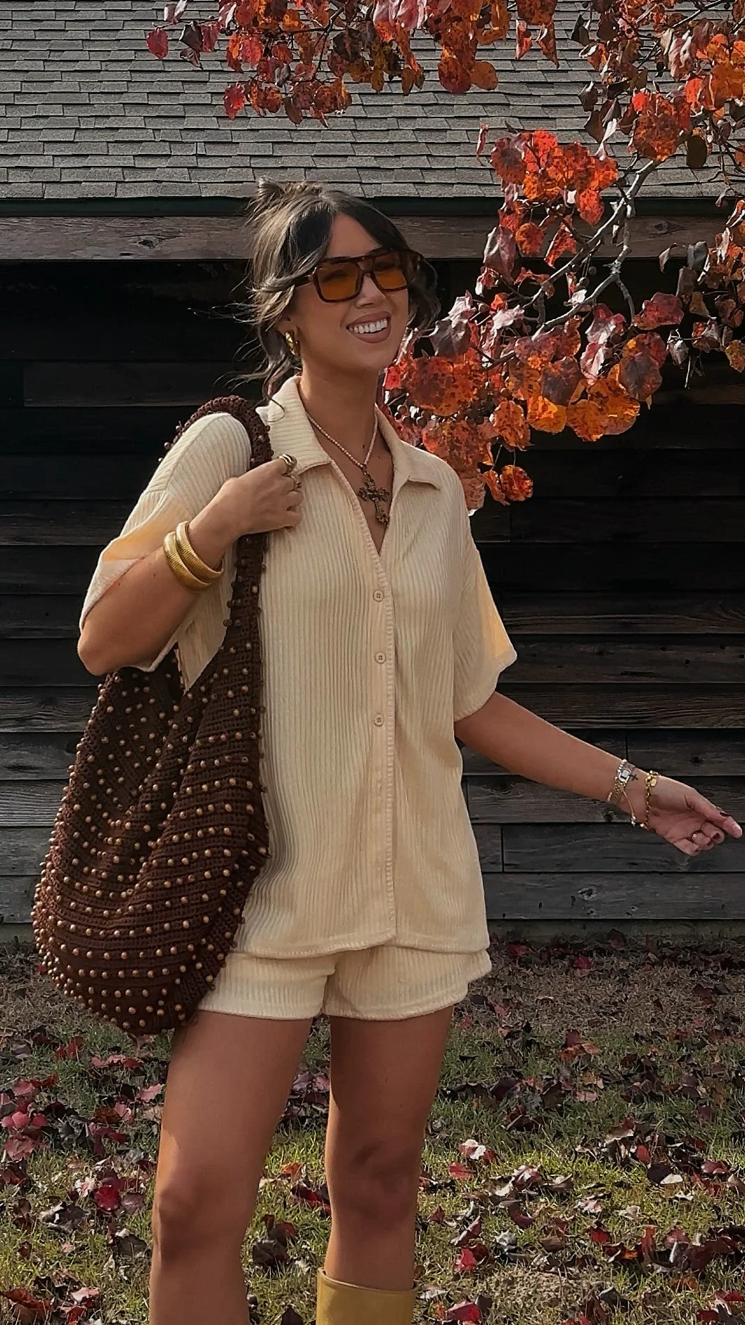 Eden Knit Top and Shorts Set - Yellow